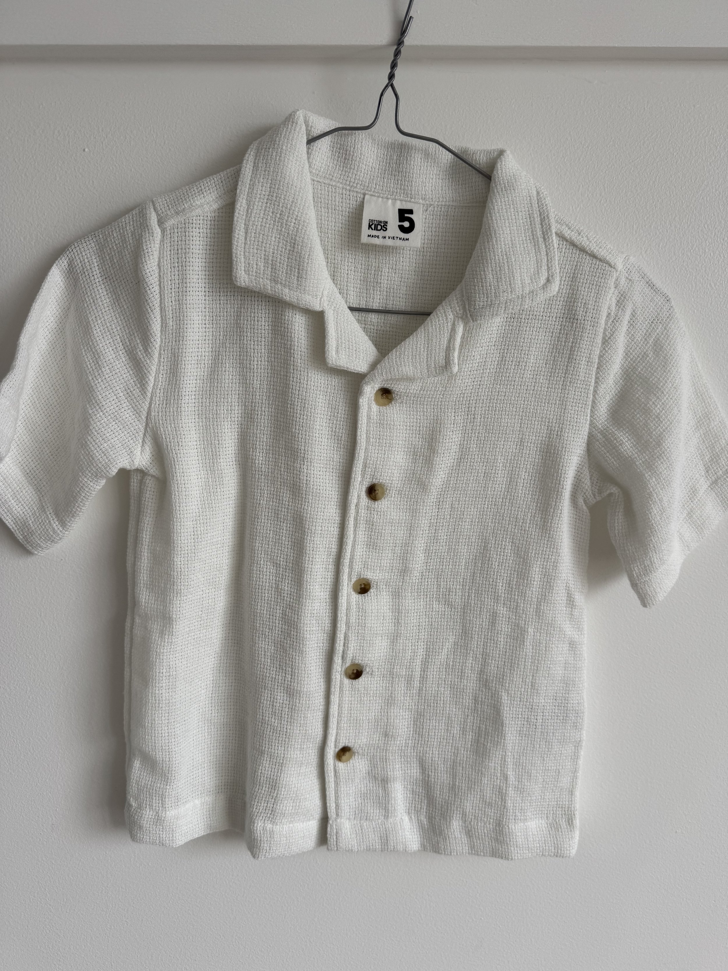 Item 403 - White Waffle Collared t-shirt
