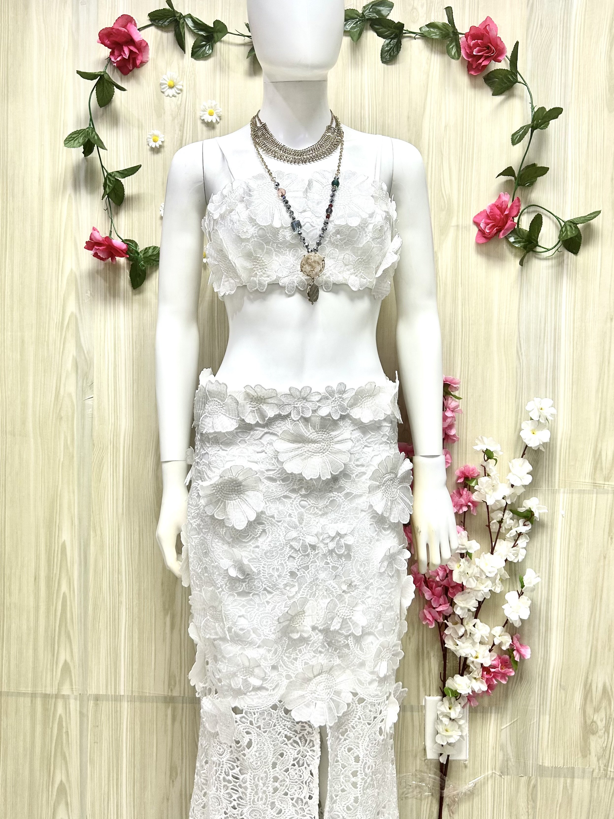 White Floral Two Piece