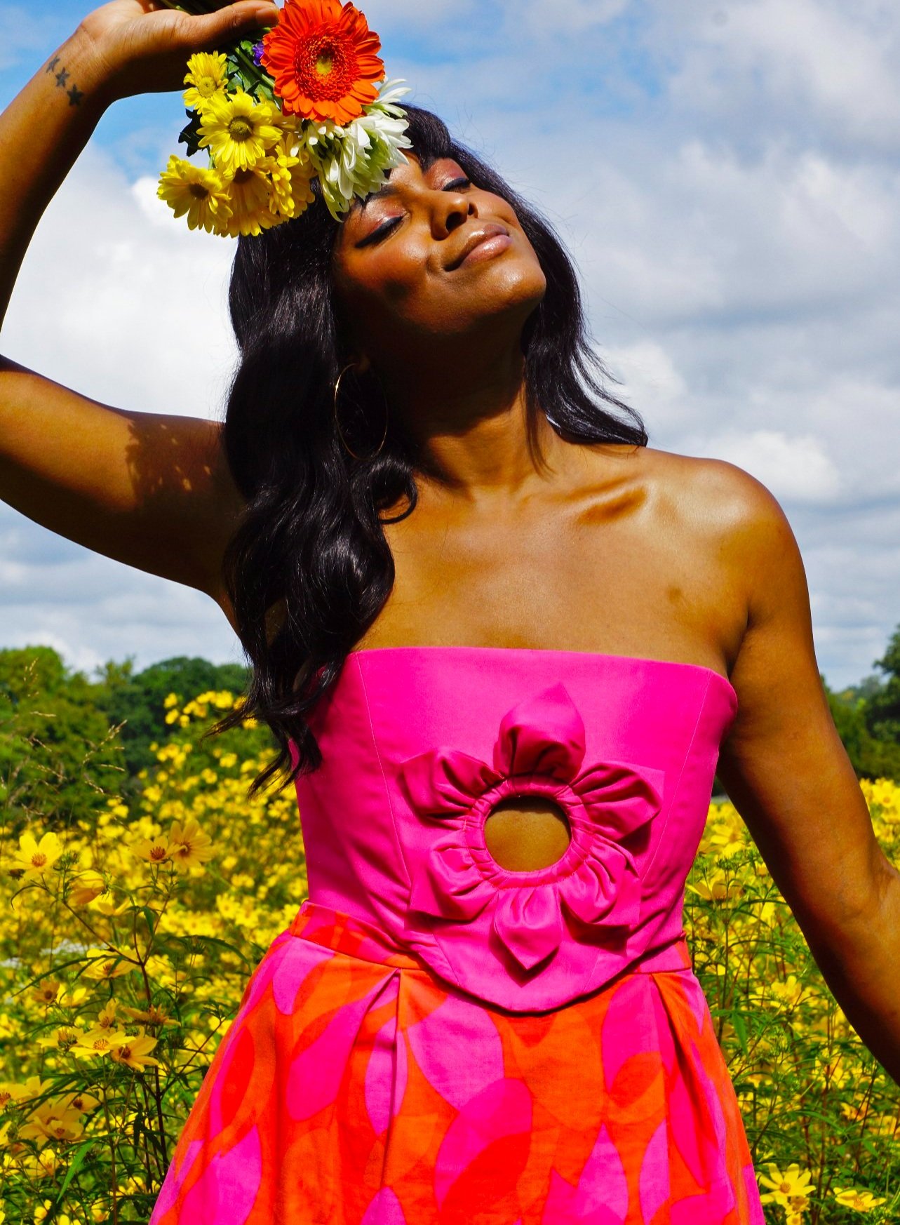 Pink Blooming Keyhole Corset