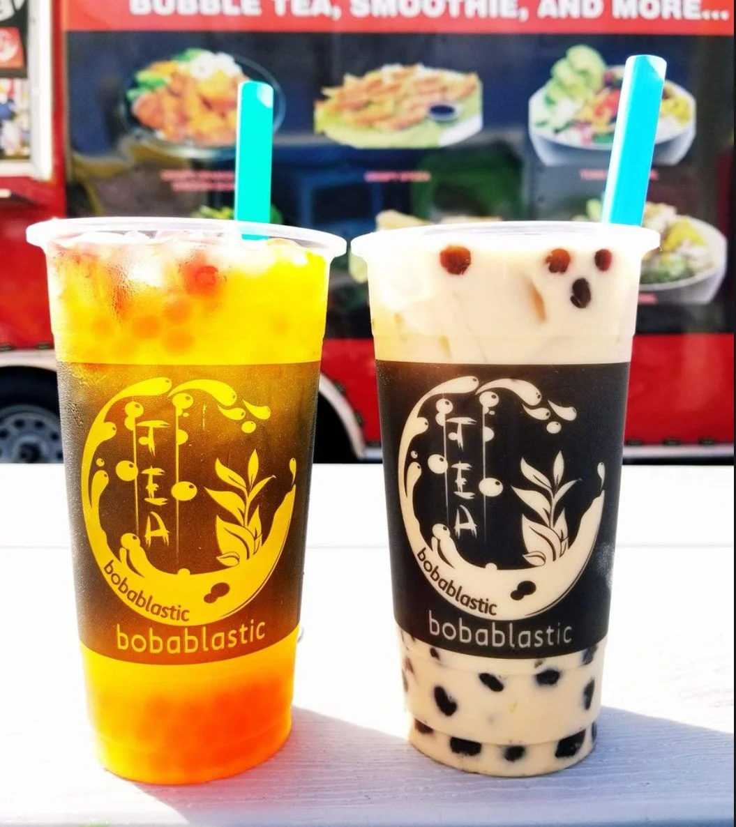 Bubble tea being offered at a food truck located in pavilion in West Salem, Oregon
