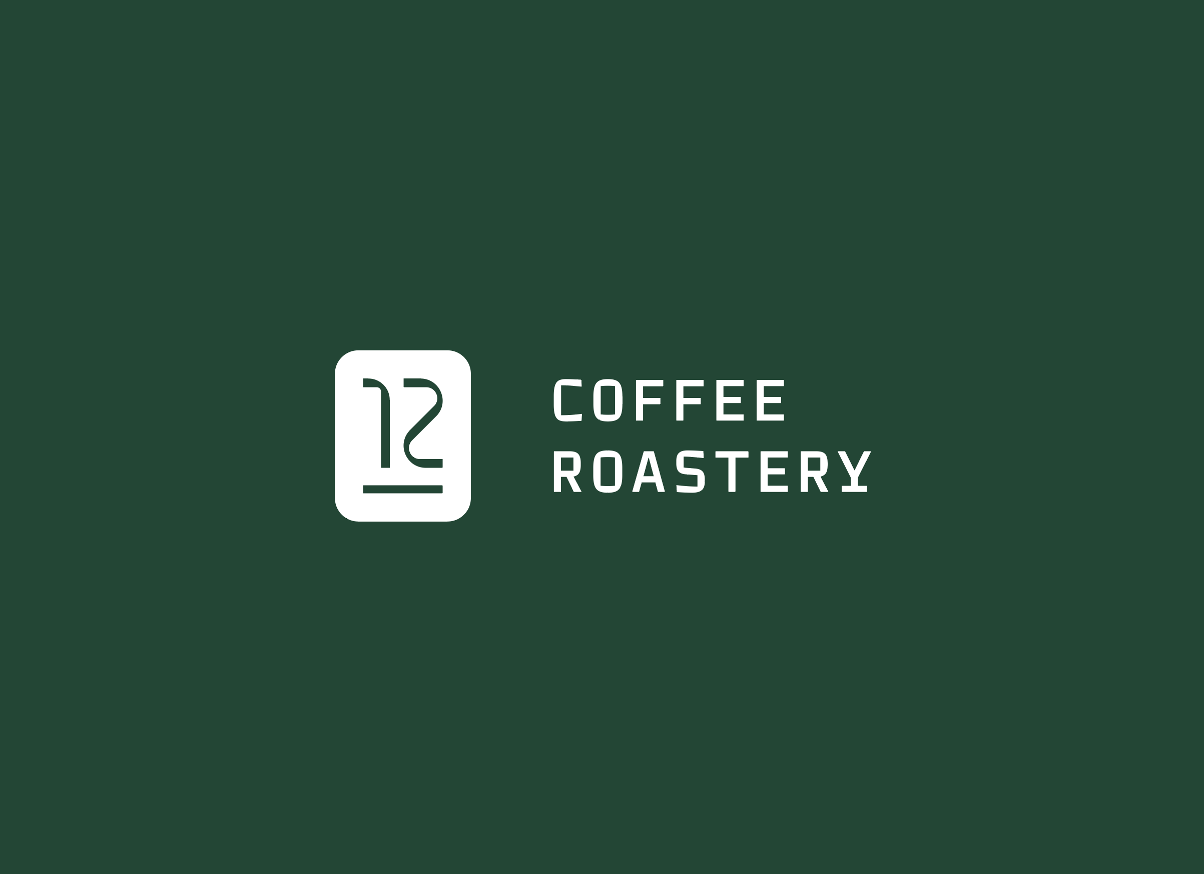 twelve coffee roastery logo design minimalist green, forest green, with monospaced font.
