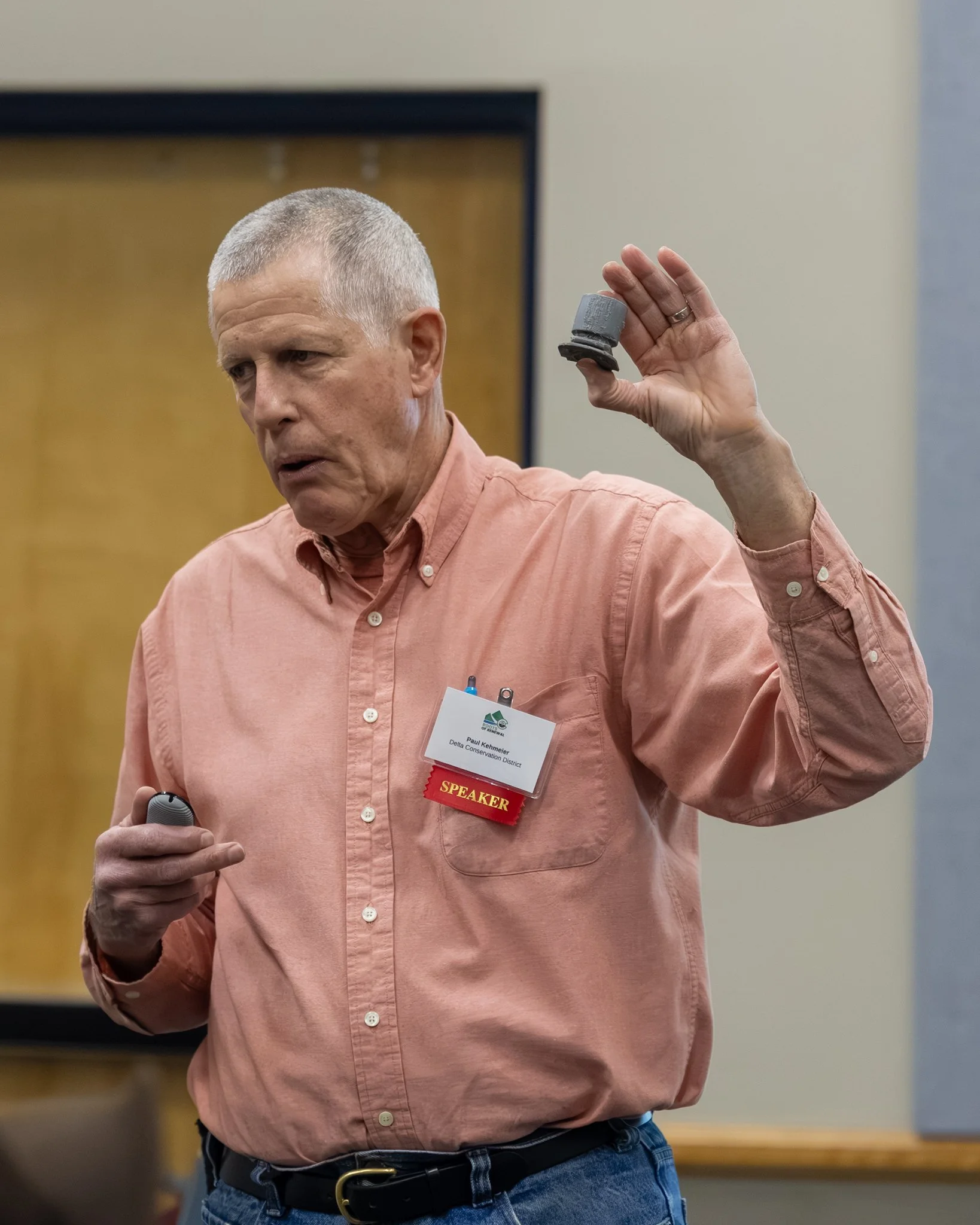 Paul Kehmeier demonstrates irrigation equipment