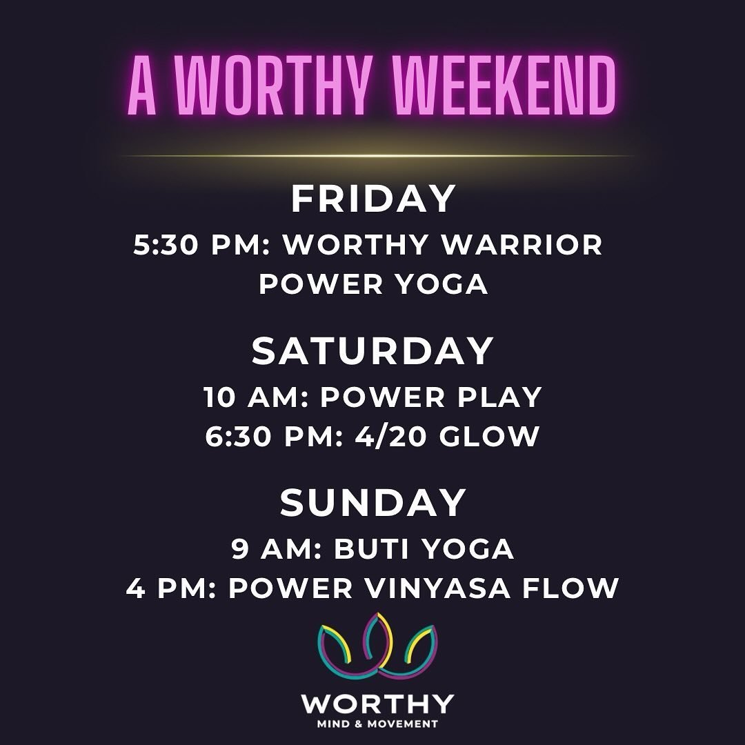 Hey Weekend Warriors - we&rsquo;ve got a lot of chances for you to power up! 

You requested more &ldquo;strength and fitness&rdquo; for the weekends, so you got it 💪. Then, find some chill during our 4/20 Glow Night that&rsquo;ll be well, a tad mor