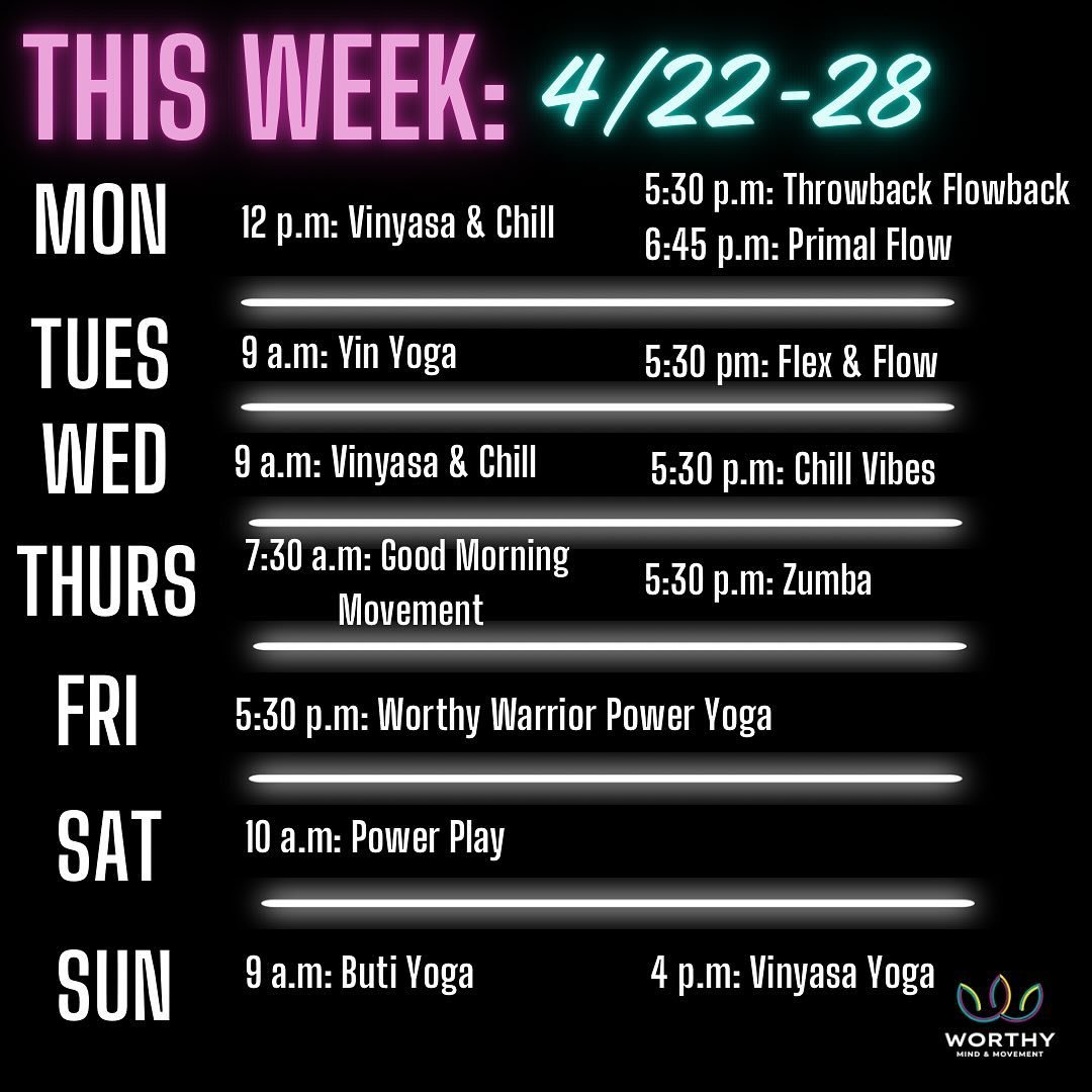 Let&rsquo;s get it 💪 - book your classes for this week via the Glofox app or worthymindandmovement.com.

This is the final week of Female Icons during our Throwback Flowback all-levels yoga class set to throwback hits. Come feel the fierce female en