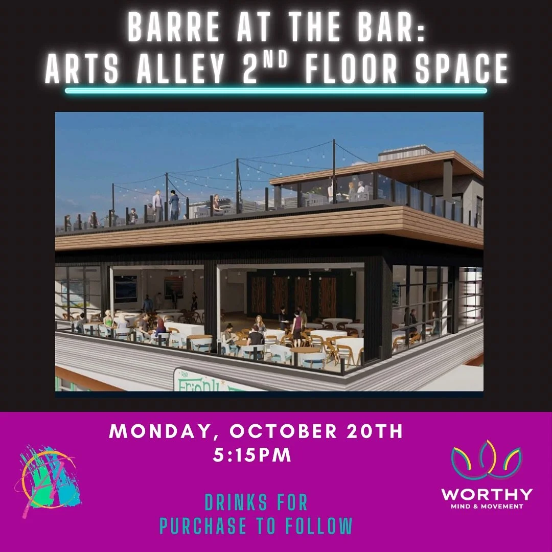 Rain or shine, we’re ON for Barre at the Bar TONIGHT (10/20) at 5:15 PM! 🌧✨
💫 Join us for an exclusive sneak peek inside Arts Alley’s Main Venue on the 2nd floor! We’re bringing the barre vibes indoors for a fun night of movement