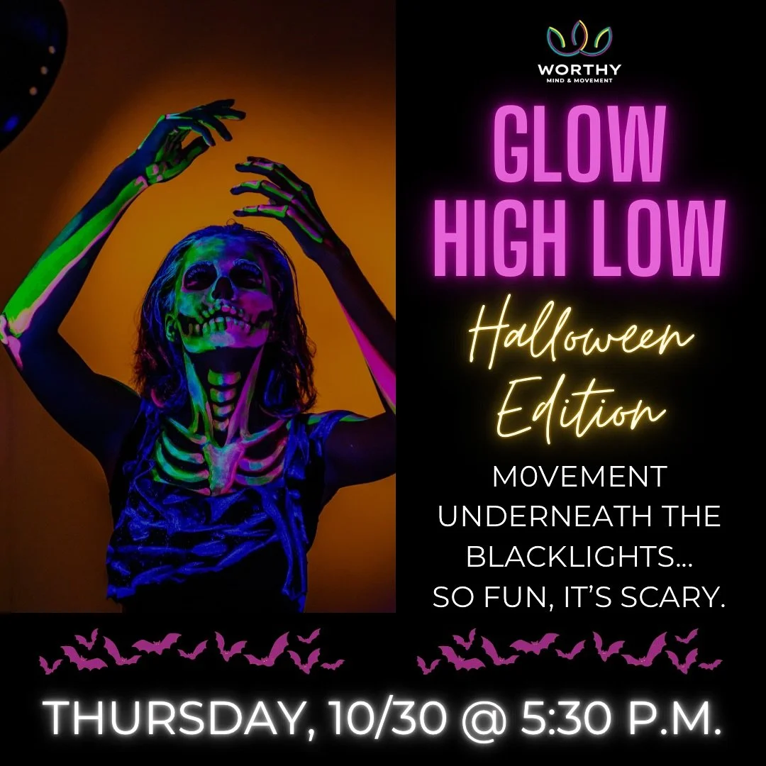🖤💀 Get ready to glow! 💀🖤
💫Join Lynne on Thursday, October 30th @ 5:30pm for a special HIGH Low Fitness class where we will move to a Halloween-inspired playlist underneath the black lights! It’s scary how much fun you’ll have! 🎉
?