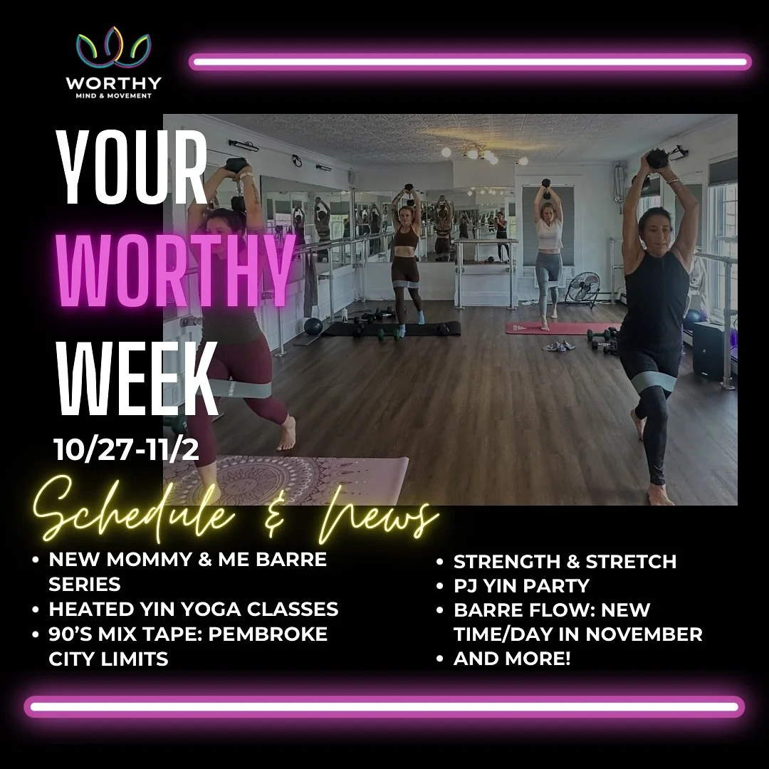 New month, new mindset. ✨
As we step into November, take a moment to reset, refocus, and recommit to what makes you feel strong, balanced, and grounded. 

Here&rsquo;s what&rsquo;s coming up at Worthy Mind &amp; Movement: 
💀10/30 &ndash; 5:30 PM: Gl