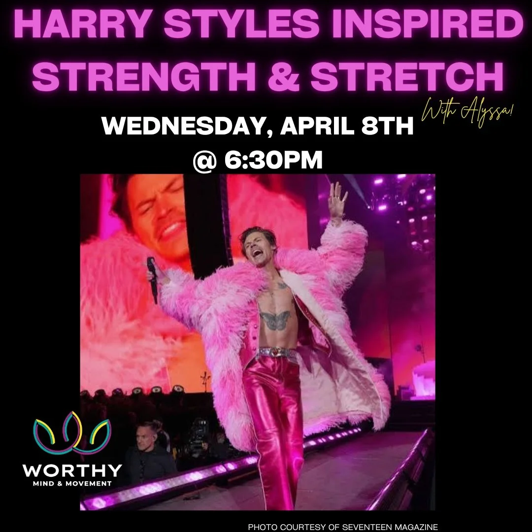 🪩✨ HARRY STYLES INSPIRED: STRENGTH + STRETCH ✨🪩

Join us Wednesday, April 8th @ 6:30pm for a Strength + Stretch class inspired by Harry&rsquo;s signature energy &mdash; think confident, playful, and just a little bit bold 😉

We&rsquo;ll build stre