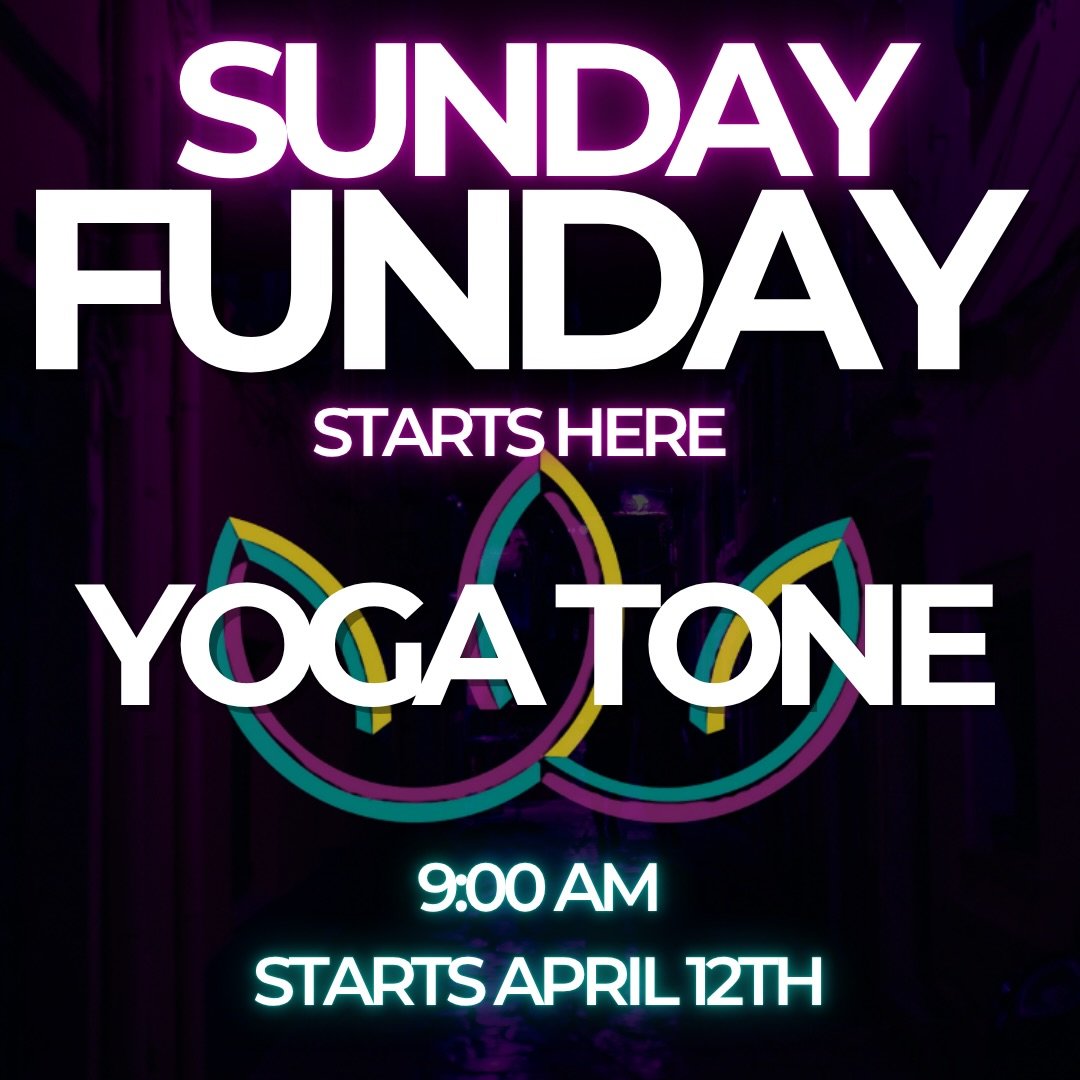 ⏰ Set your alarms because we have a new SUNDAY FUNDAY coming to you starting April 12th! ☀️ Yoga Tone is a yoga-fitness fusion class designed to leave you feeling strong, energized, and centered.🧘&zwj;♀️

💫This class blends:
✨ Optional hand weights