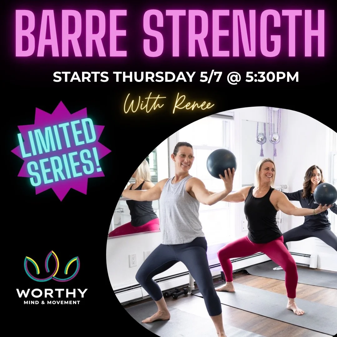 Our Barre Strength Series starts TONIGHT! Join Renee for this limited series designed to help you build strength, stability, and confidence using the barre, weights, and additional props in a whole new way! 

⭐️BARRE STRENGTH SERIES 
💫Thursdays at 5