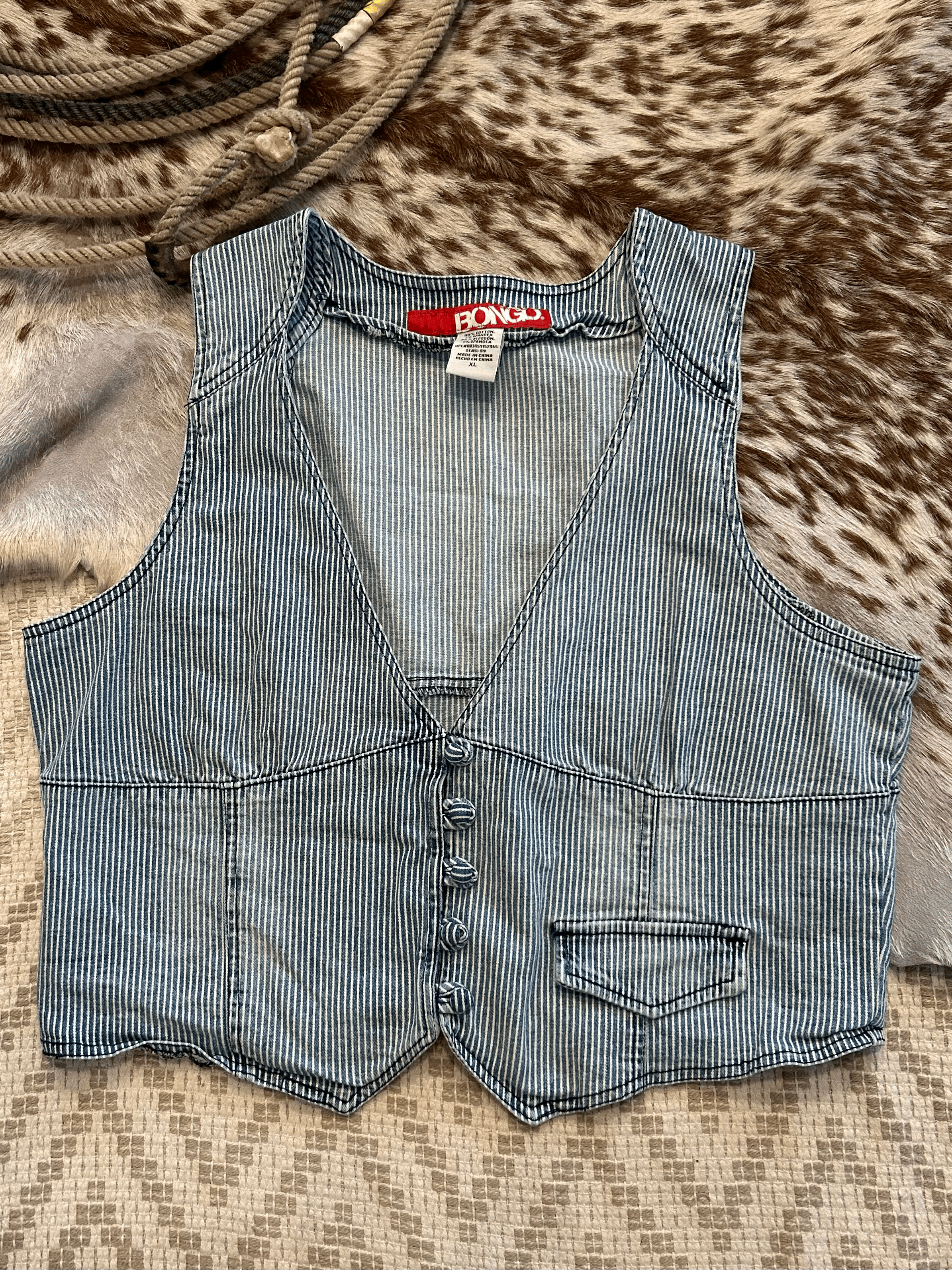 Striped Denim Vest XL