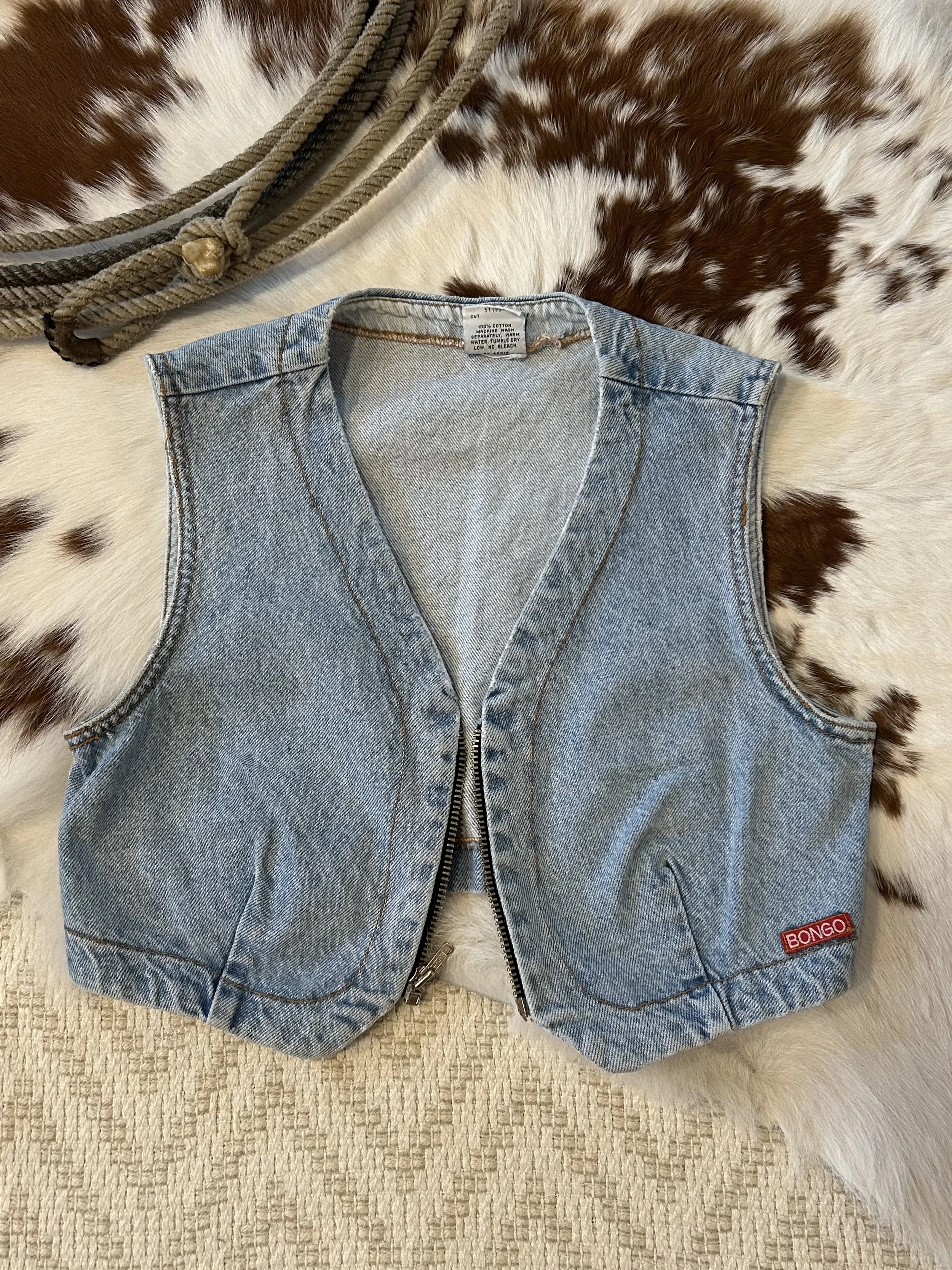 Denim Cropped Vest! Medium