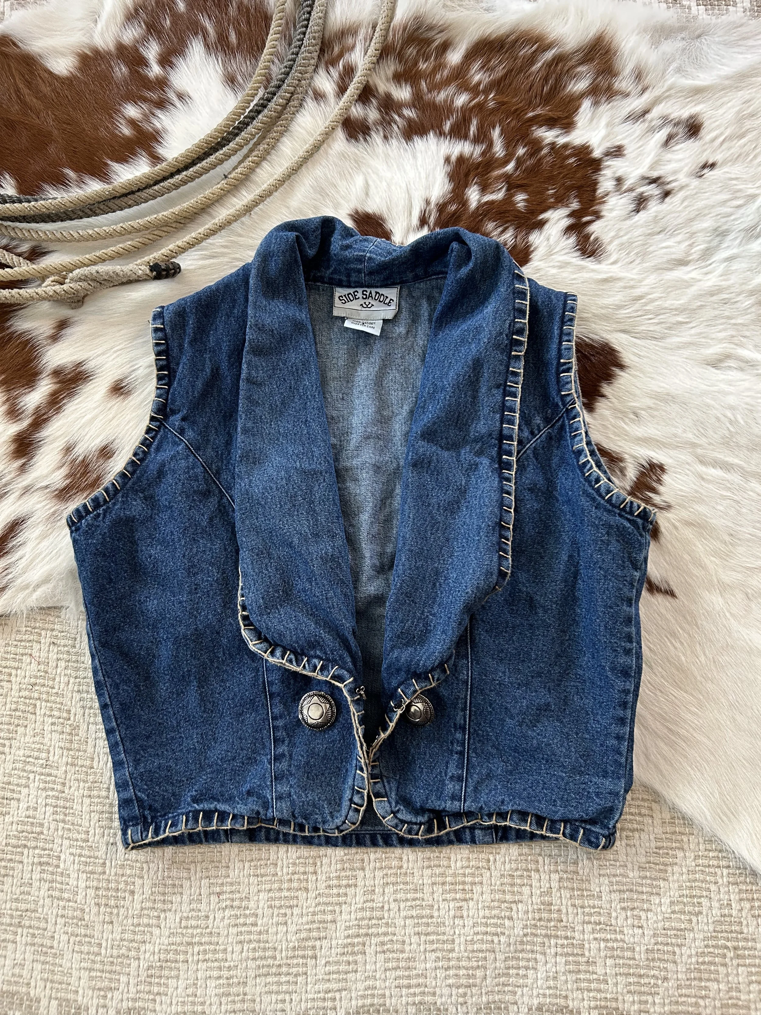 Vtg Denim Concho Vest! Small