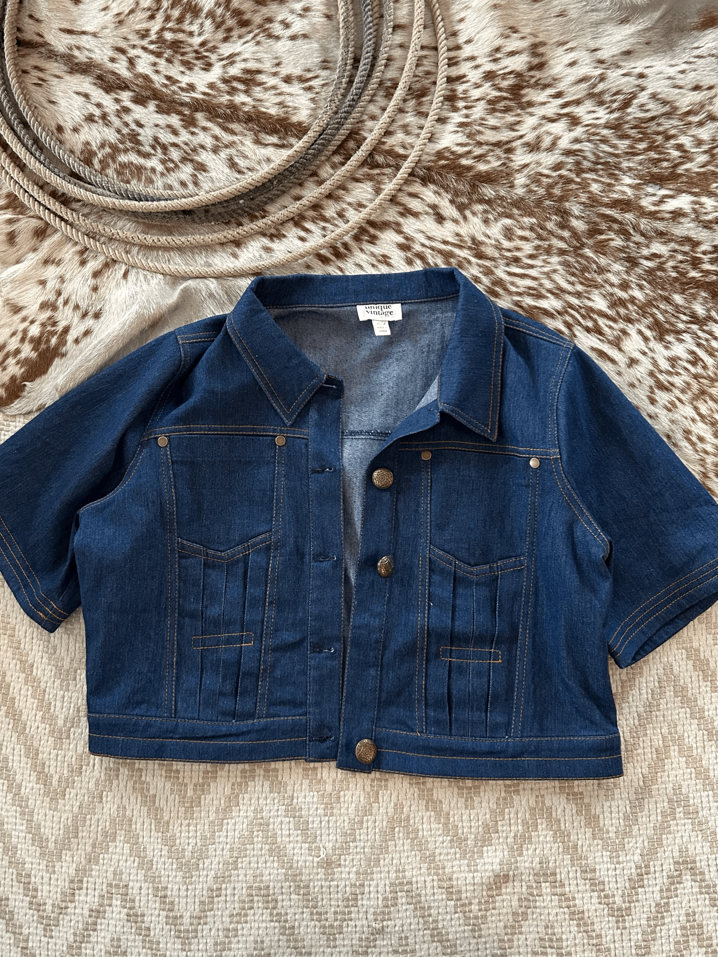 VTG Denim Crop Top XL