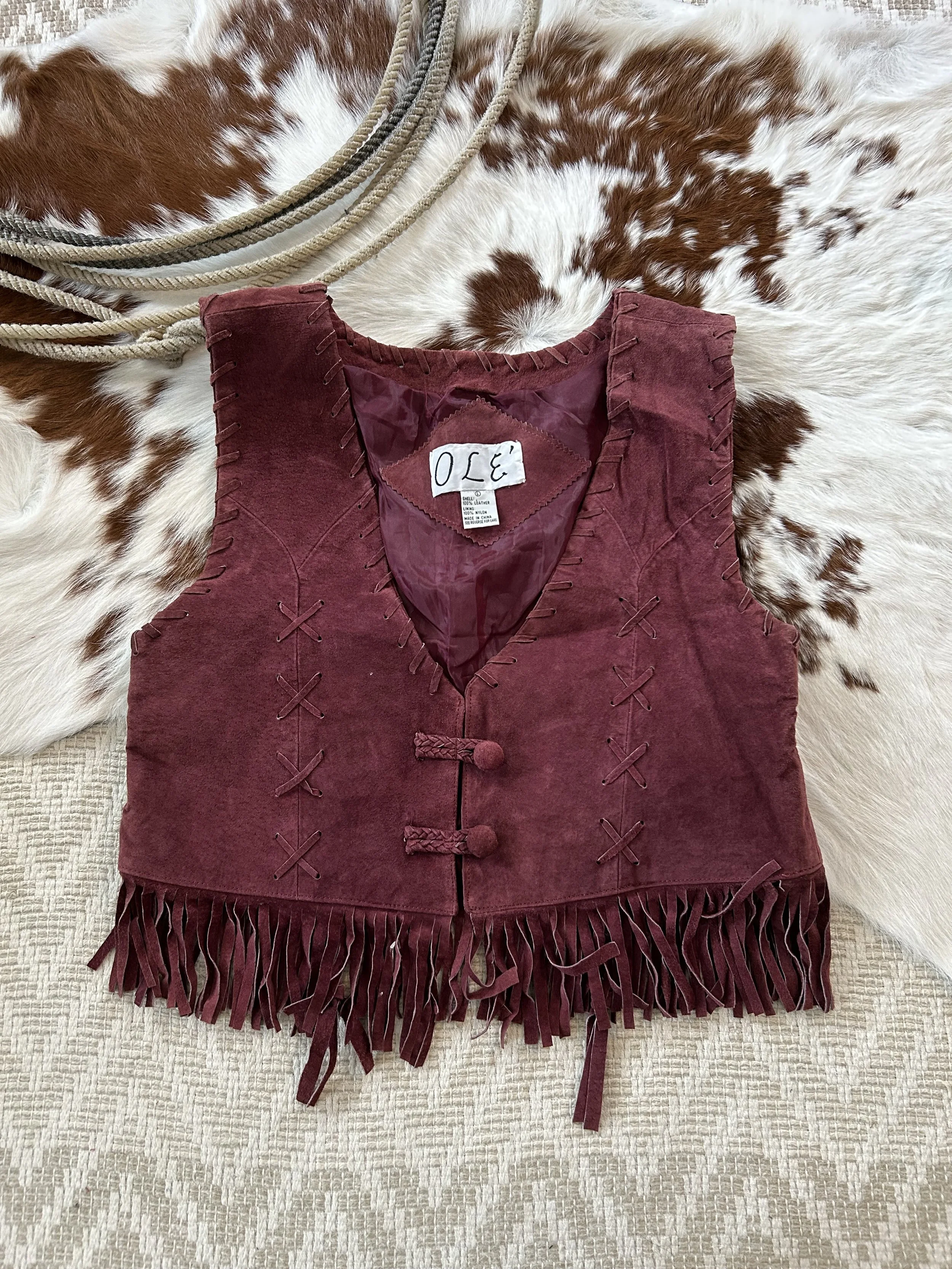 Dusty Red Suede Vest! Large