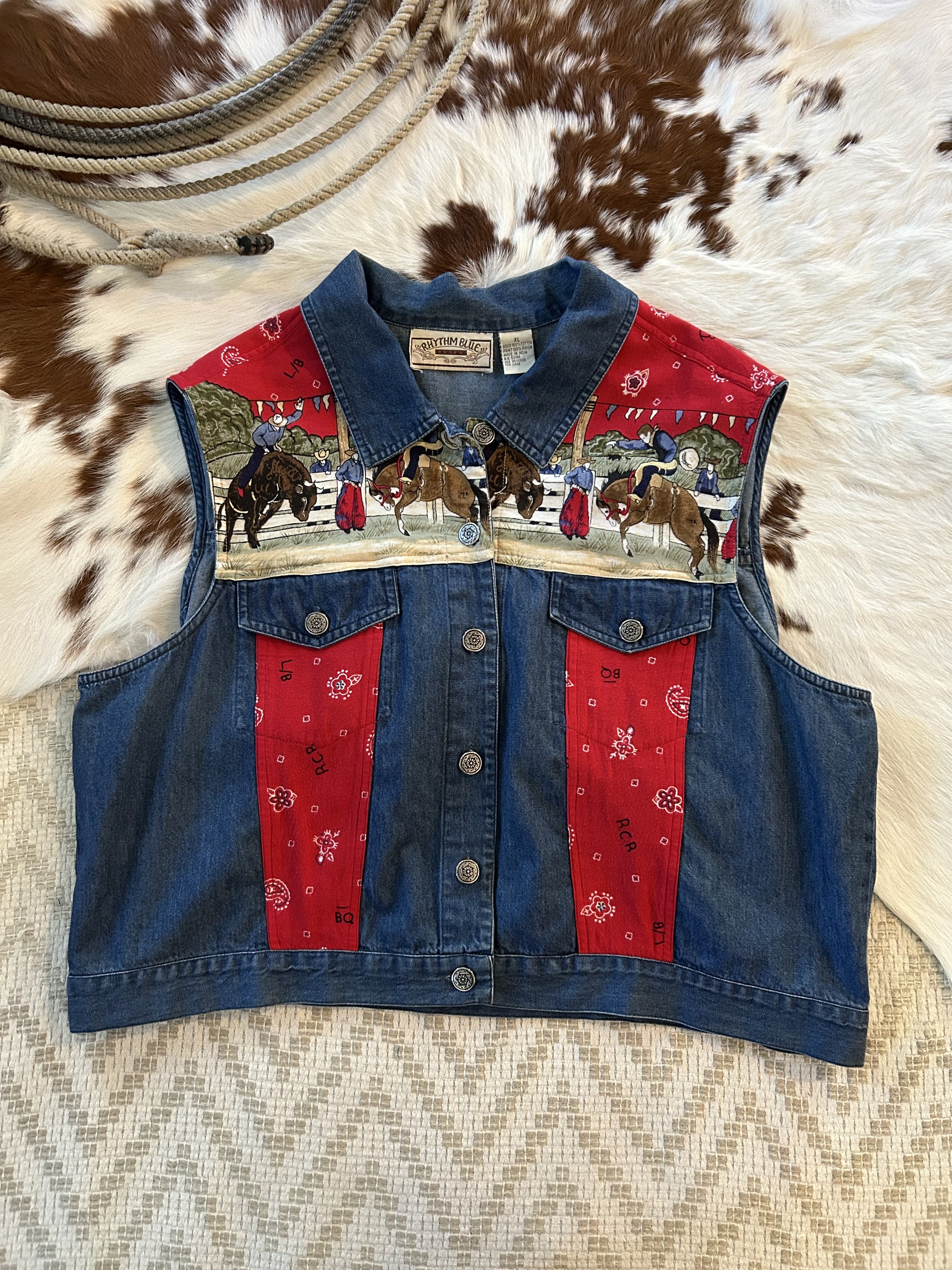 Vtg Cowboy Scene! XL