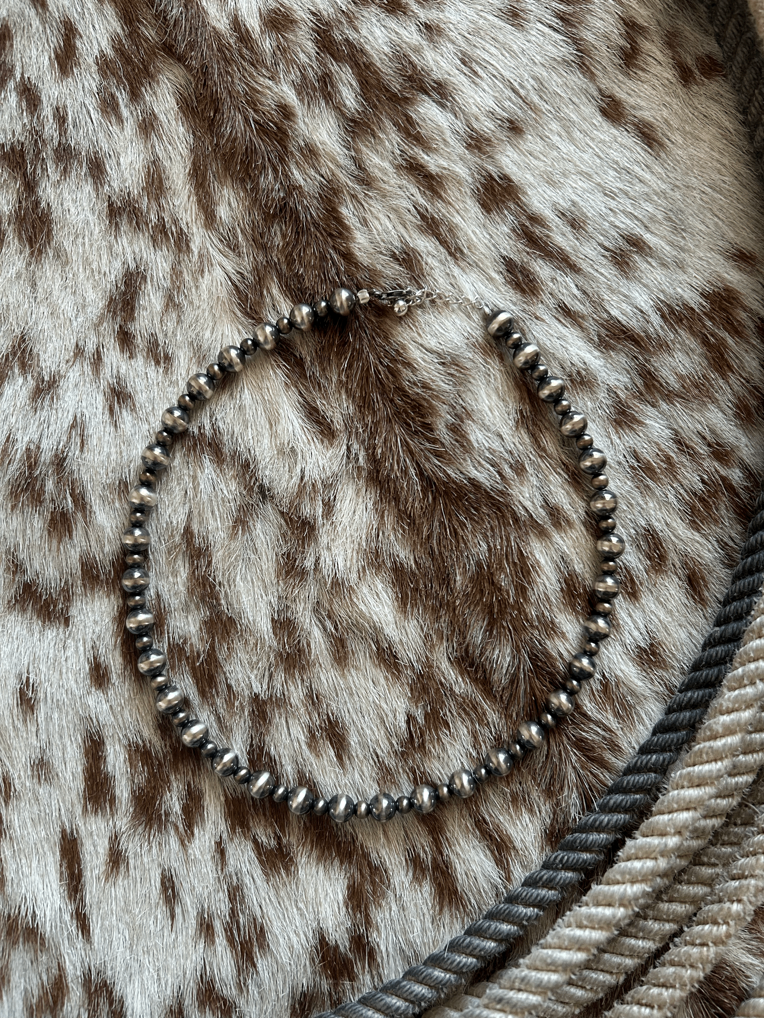 8MM and 4MM Navajo Style Pearl Necklace