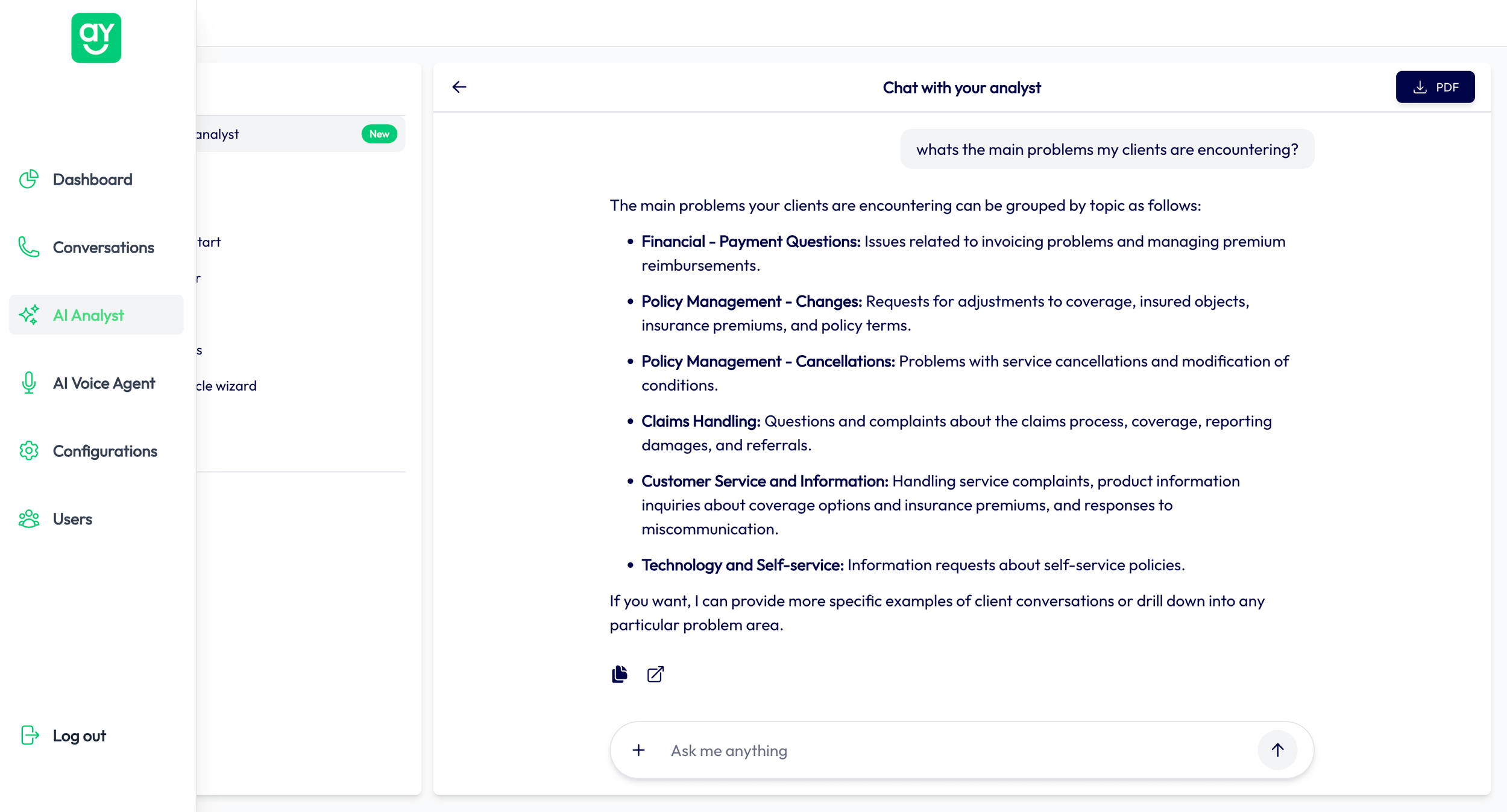 Chatgpt-interface van Assistyou digitaal analist