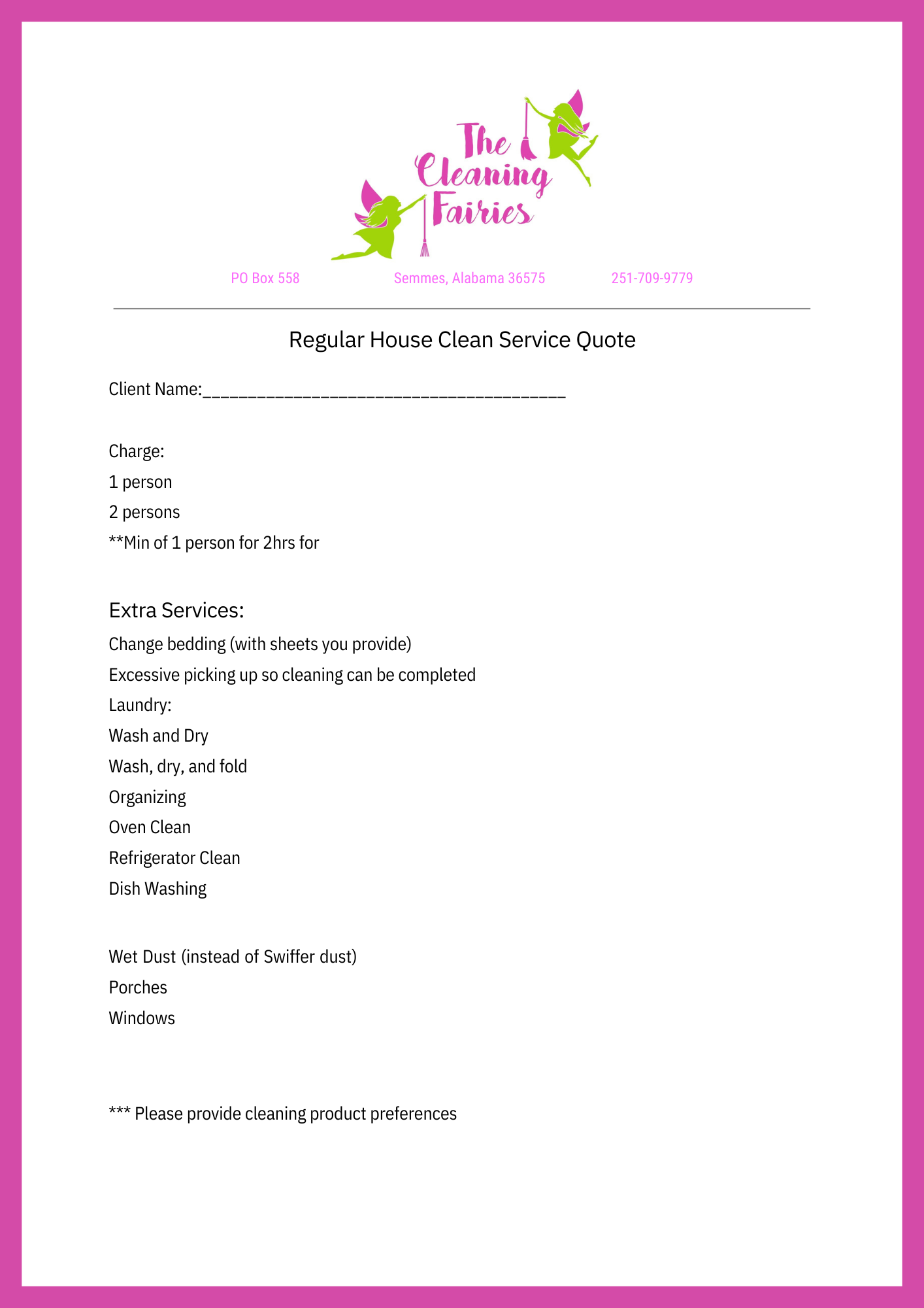 Our Services — Cleaning Fairies LLC