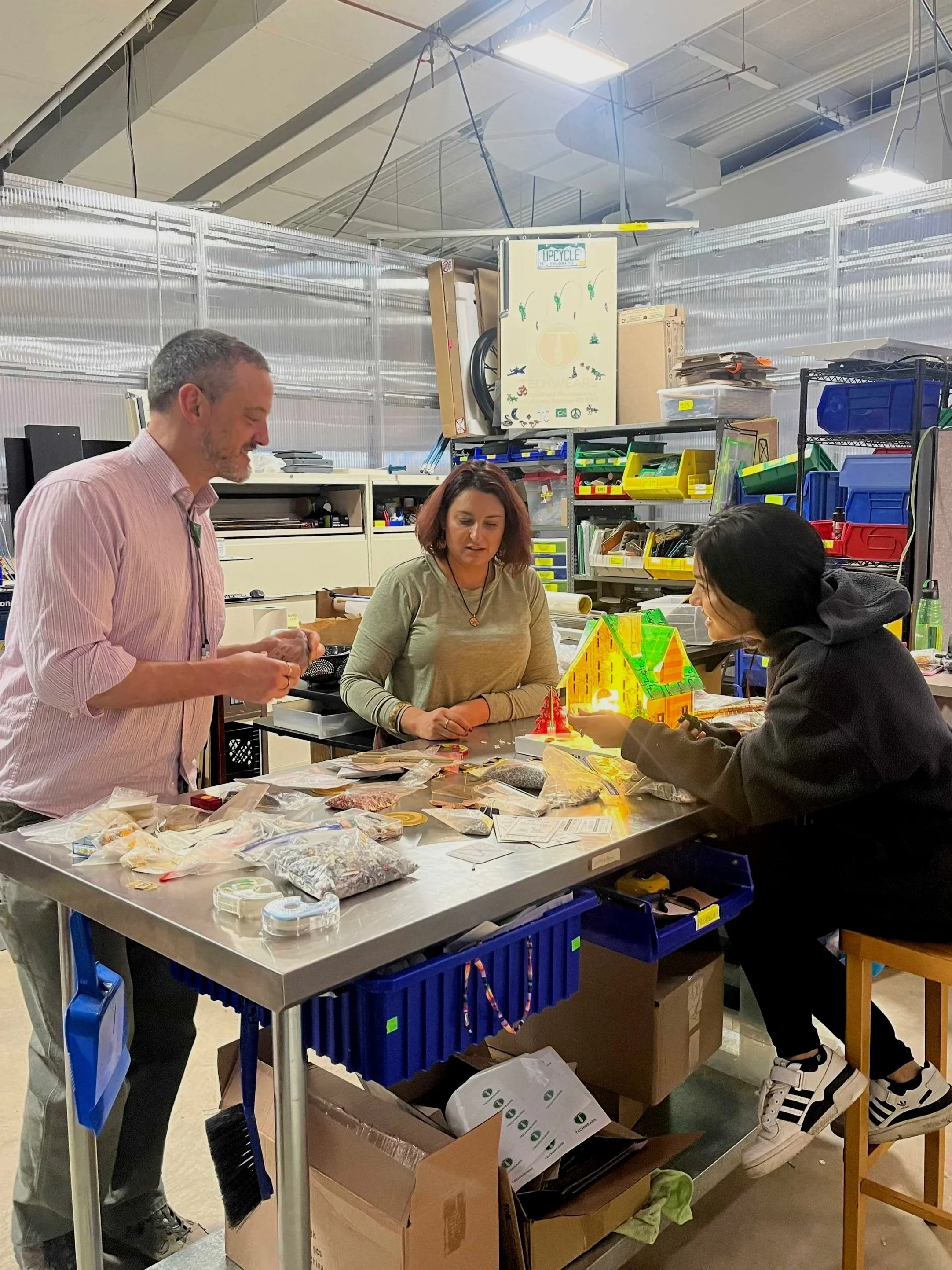 TechWears team working on a project design at a table