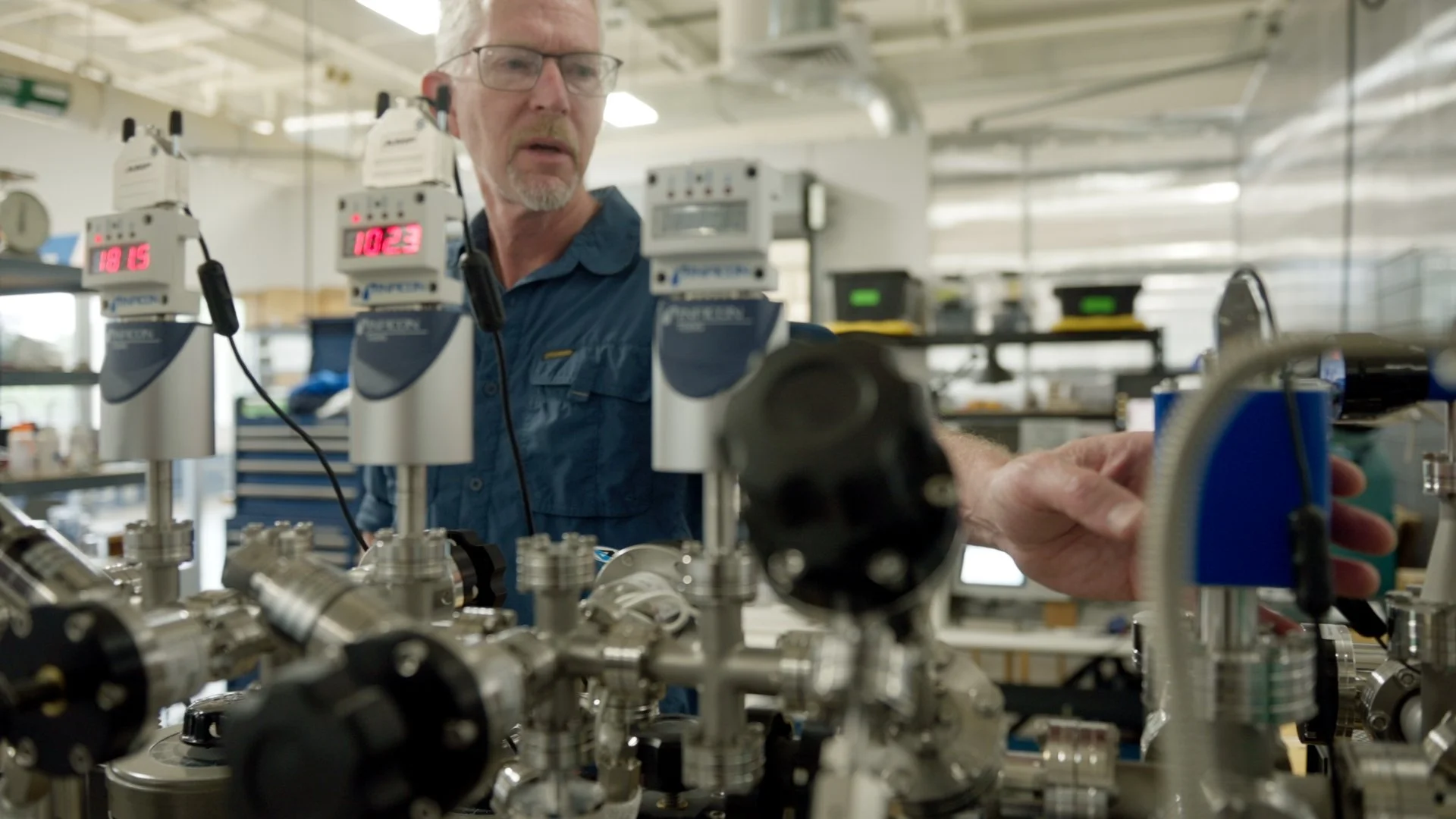 Man working with lab equipment