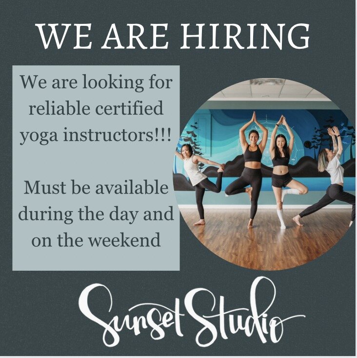 Are you a certified yoga instructor?

We would love to chat with you about joining our team!

We are looking for someone reliable, who can commit to teaching day time and weekend classes.

If you are interested, please email rachelle_sunset@outlook.c
