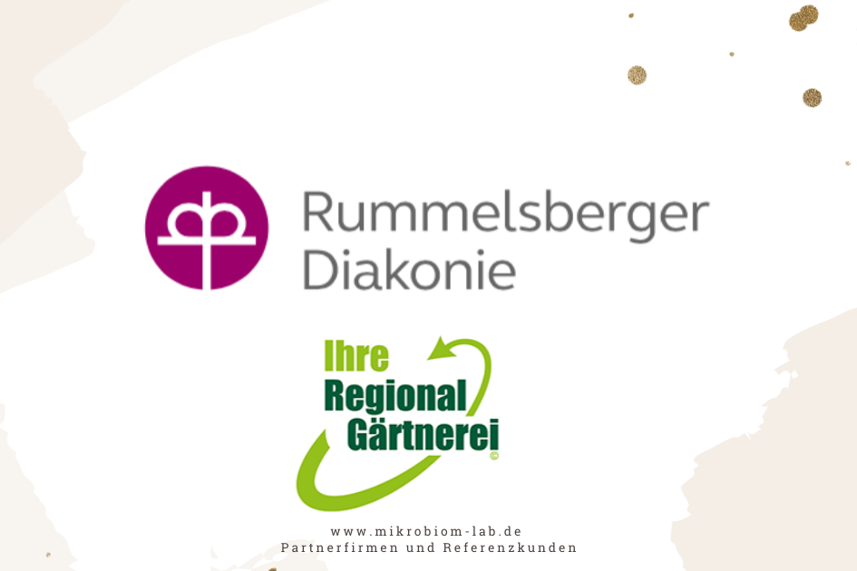 Logo und Text der Rummelsberger Diakonie sowie eines regionalen Gartencenters auf einer Präsentationsfolie.
