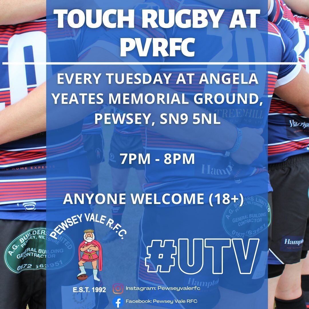 🏉🏉 Touch Rugby Tuesdays are back! 🏉🏉

Have you missed us??? 😉😉🏉💙❤️🤍

Get started on that pre season fitness training at PVRFC. 💪🏼🥵 every Tuesday 7pm - 8pm there is touch rugby training taking place. 

Open to everyone, always looking for 