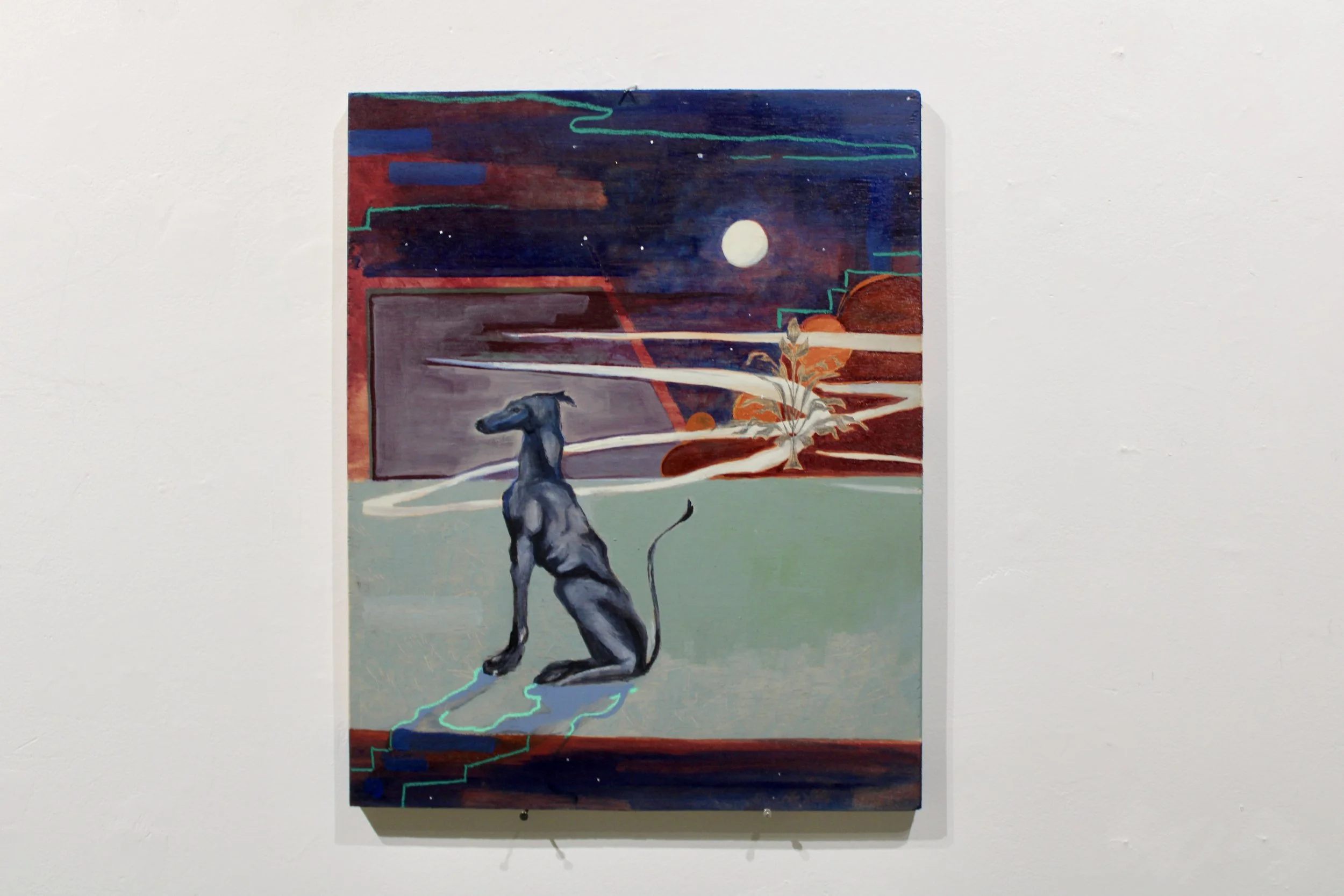 Night Watch / Gouache and charcoal on wood panel / 16 x 20 inches