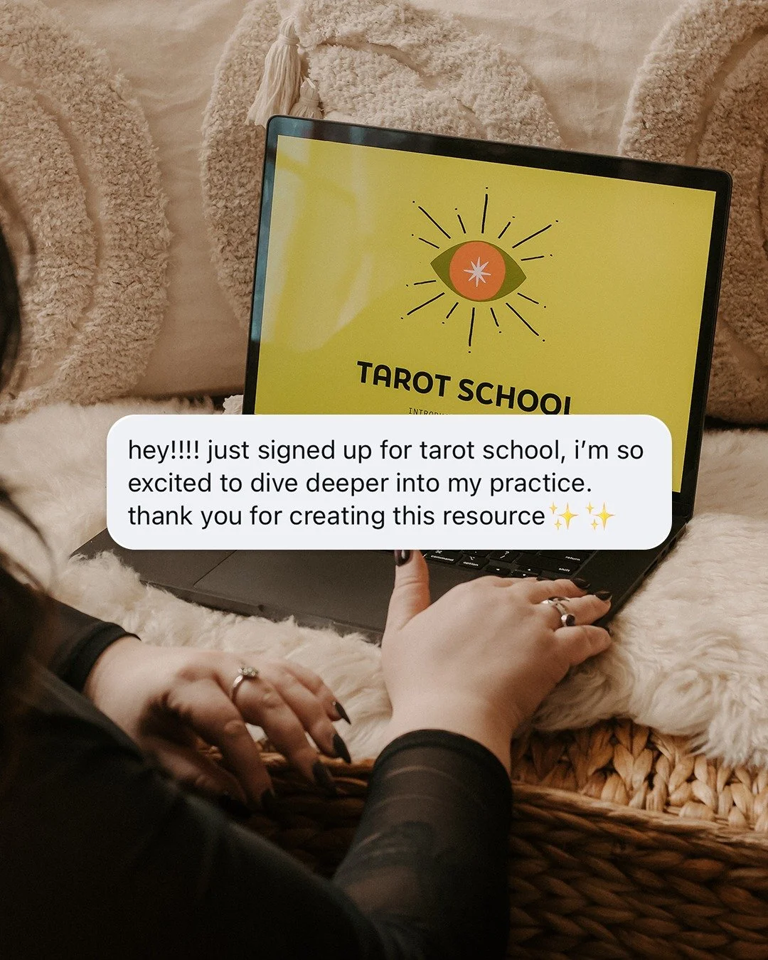 i love receiving these messages 🥹✨

tarot school was created for the ones who crave a deeper connection. to their cards, their intuition, and themselves.

it&rsquo;s self-paced, beginner-friendly, and here to help you stop overthinking and start tru
