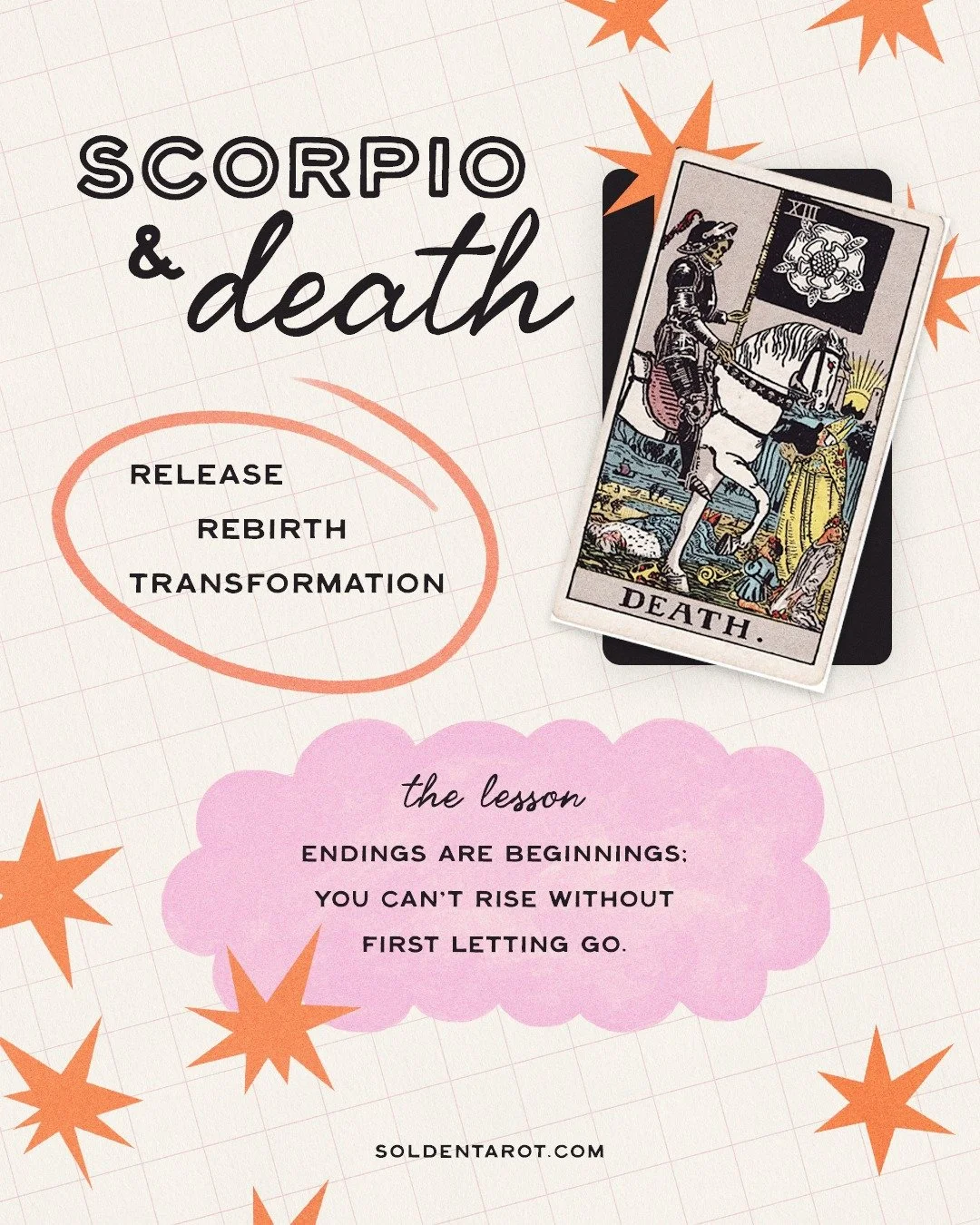 the death card rarely means physical death.
it&rsquo;s the death of ego, illusion, and attachment.

it&rsquo;s scorpio&rsquo;s medicine: transformation through release.

as we move through this season,
remember that every ending makes space for rebir