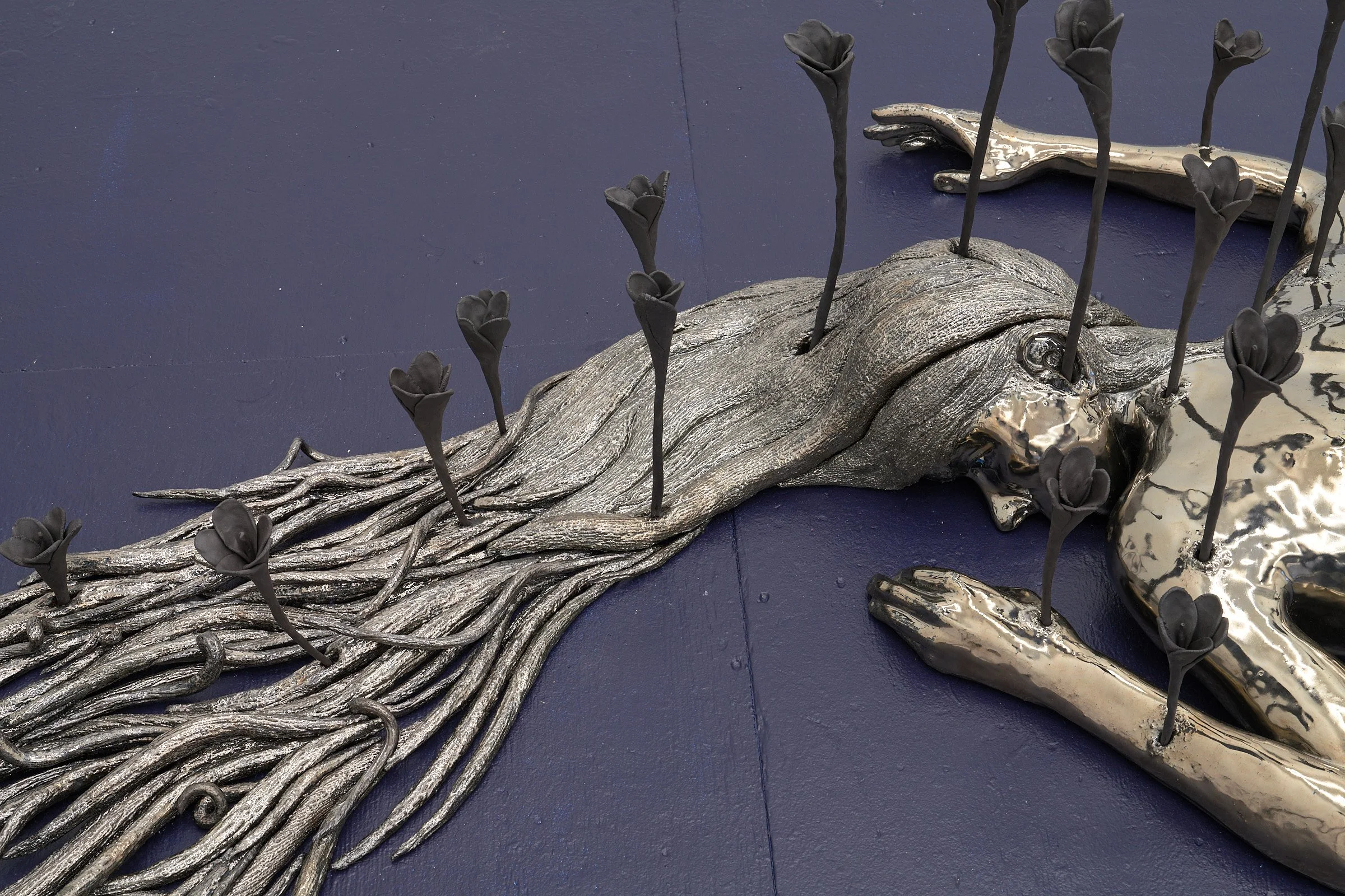 What was Left of me Bloomed (detail), 2026, Ceramic, 83 x 30 x 20 inches