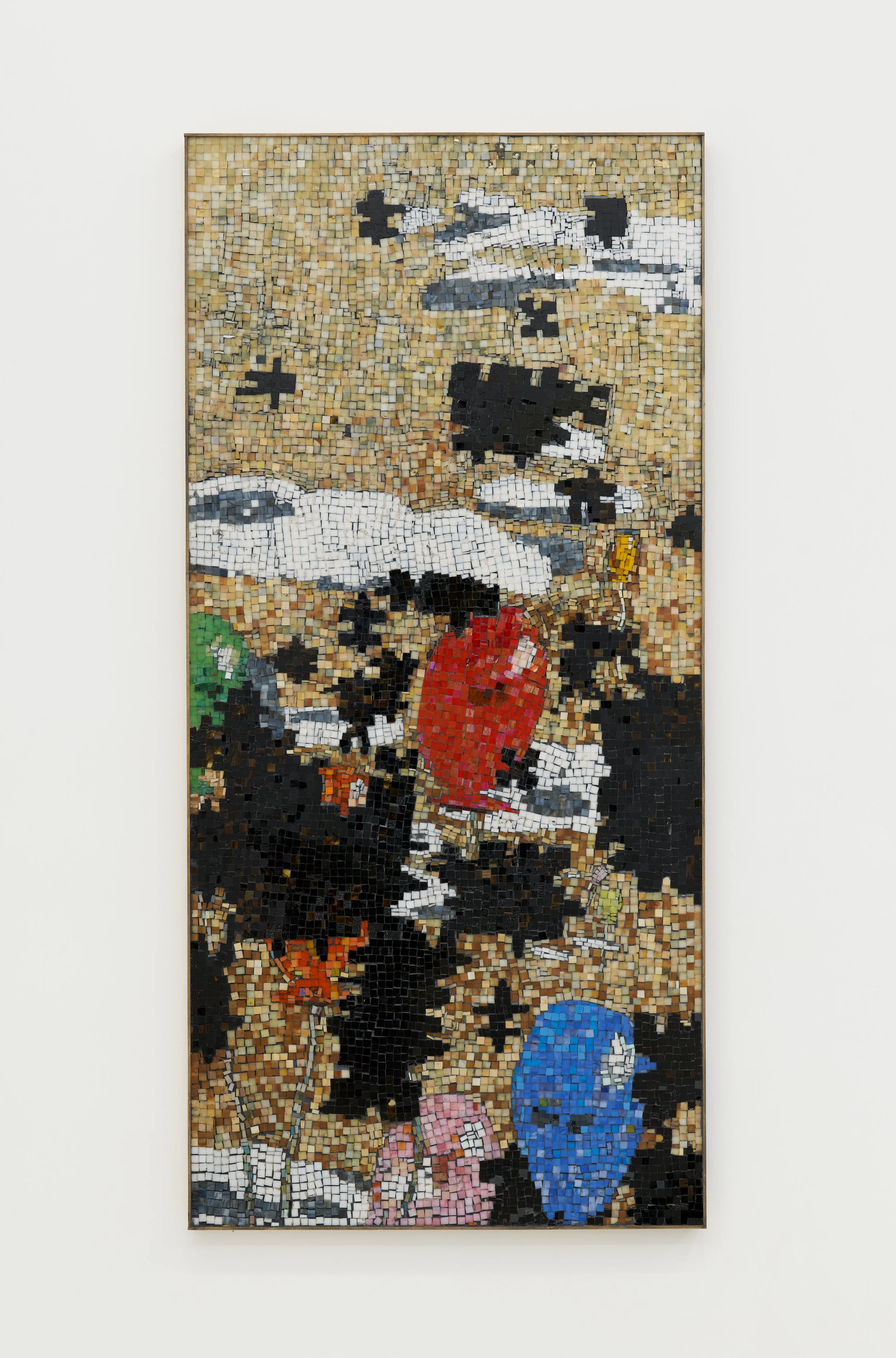 Justin Chance, Person / Unfinished Puzzle I, 2026. Glass mosaic on wood, grout; scaled to the artist's dimensions. 75 x 34 inches