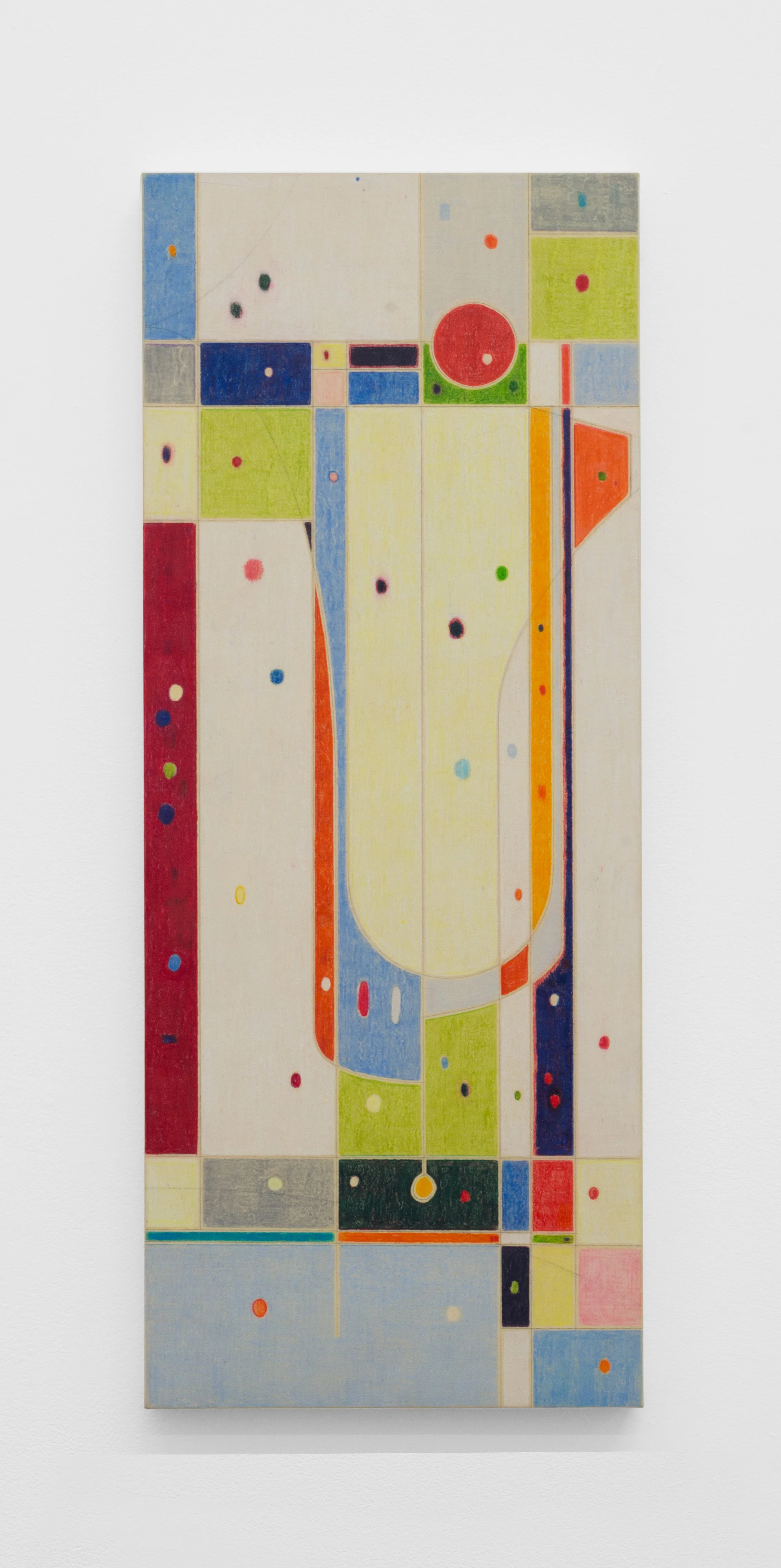 Breathing Machine, 2026, Colored pencil on bed sheet over panel, 20 x 8 in | 51 x 20 cm