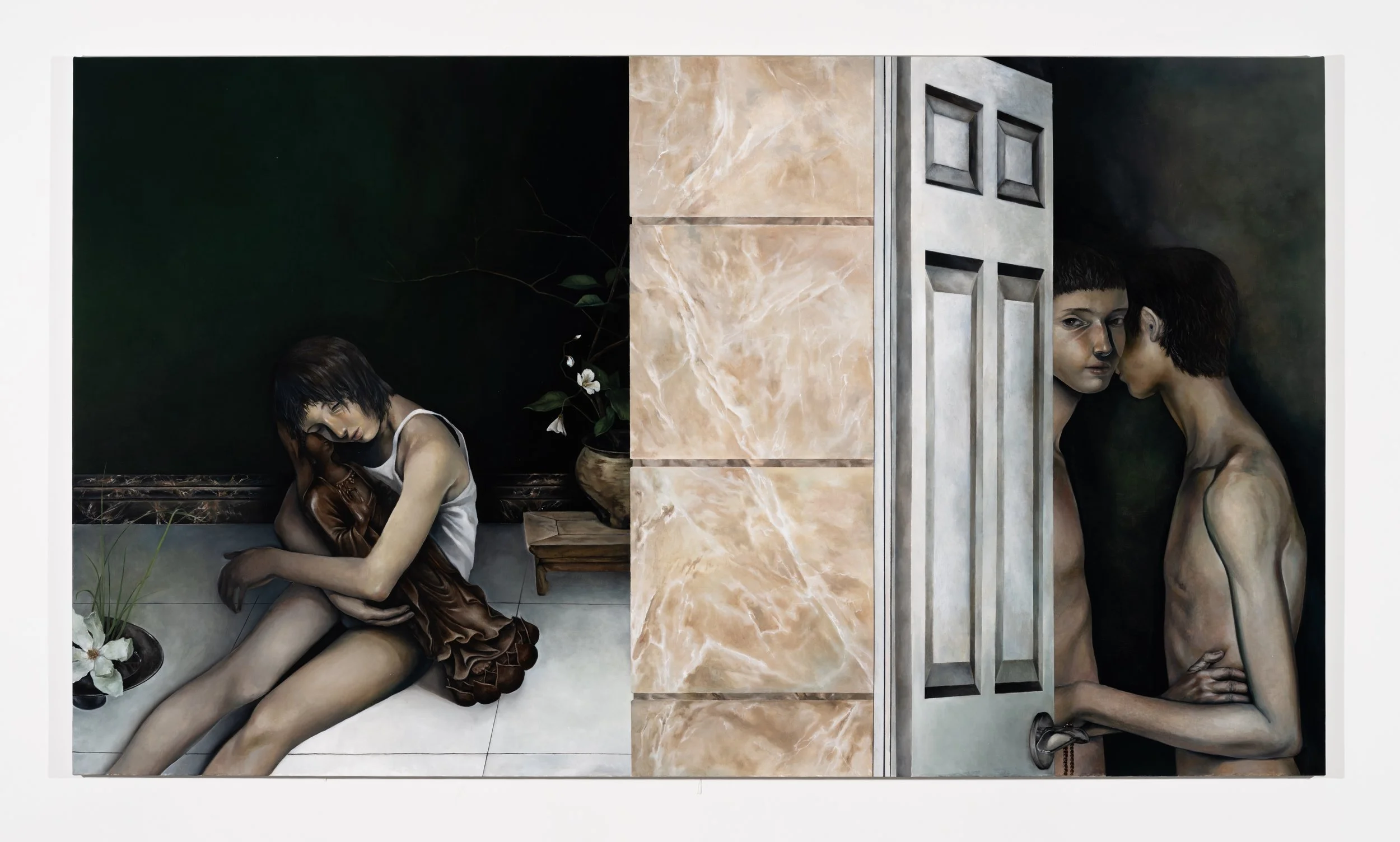 Tommy Xie, A warning against a longing, 2024, Oil on canvas, 49 1/4 x 85 3/8 inches | 125 x 216 cm