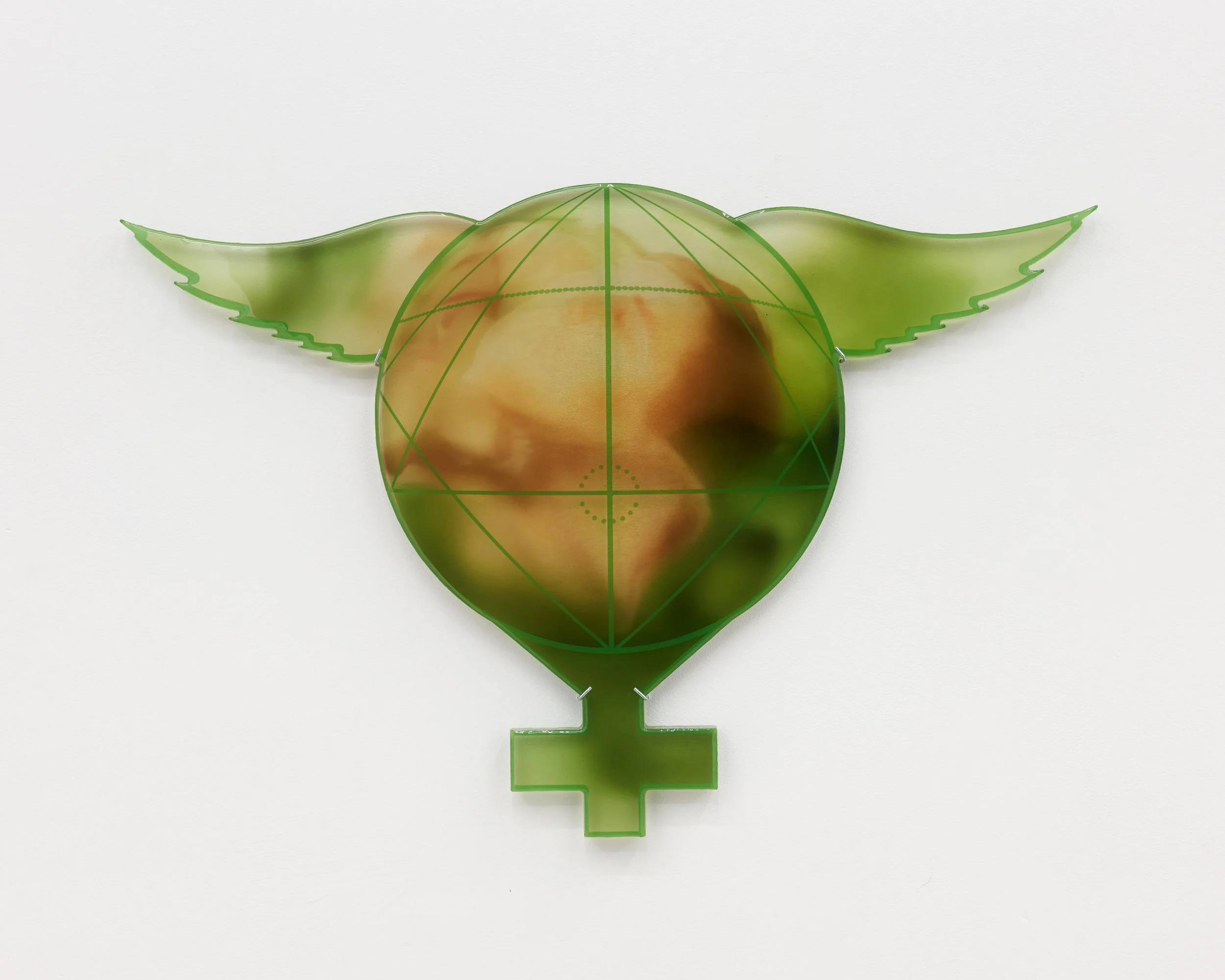 Nina Hartmann, Remote Viewer I (Diagram 5) (PL Logick), 2026.
Resin, UV print.
23 x 17 1/4 x 1 1/4 inches