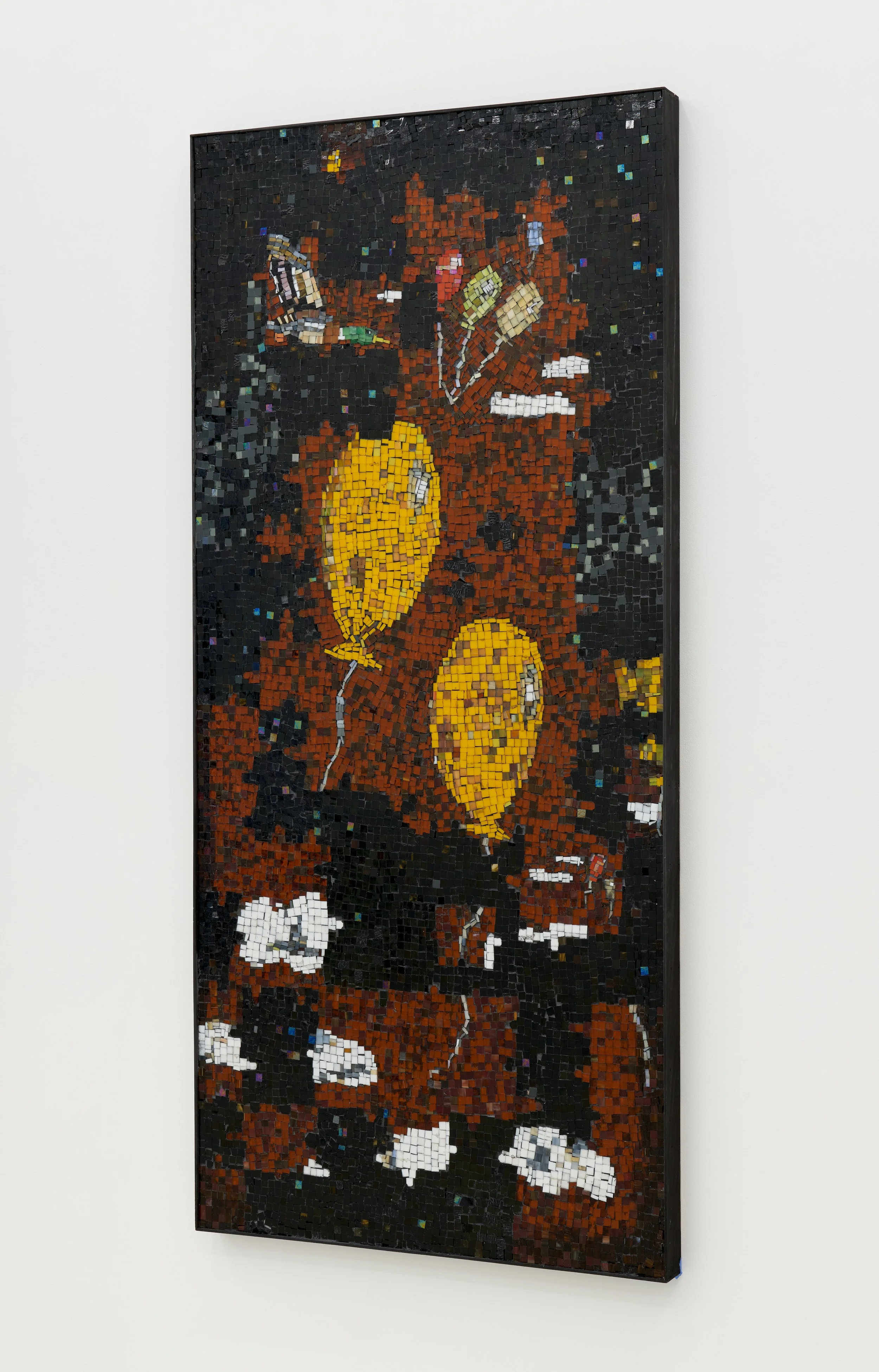 Justin Chance, Person / Unfinished Puzzle II, 2026. Glass mosaic on wood, grout; scaled to the artist's dimensions. 75 x 34 inches. 
