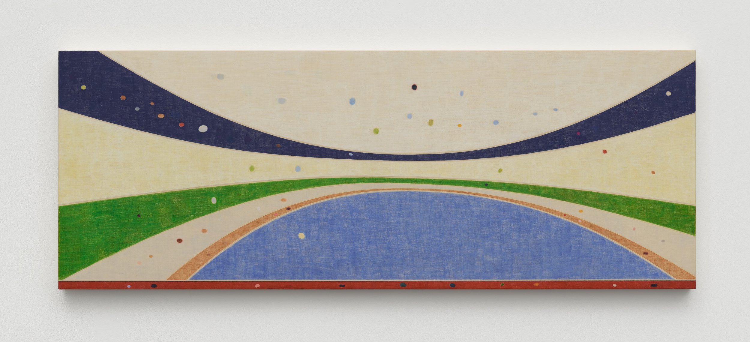 Community, 2026, Colored pencil on bed sheet over panel, 15 x 40 in | 38 x 101.5 cm.