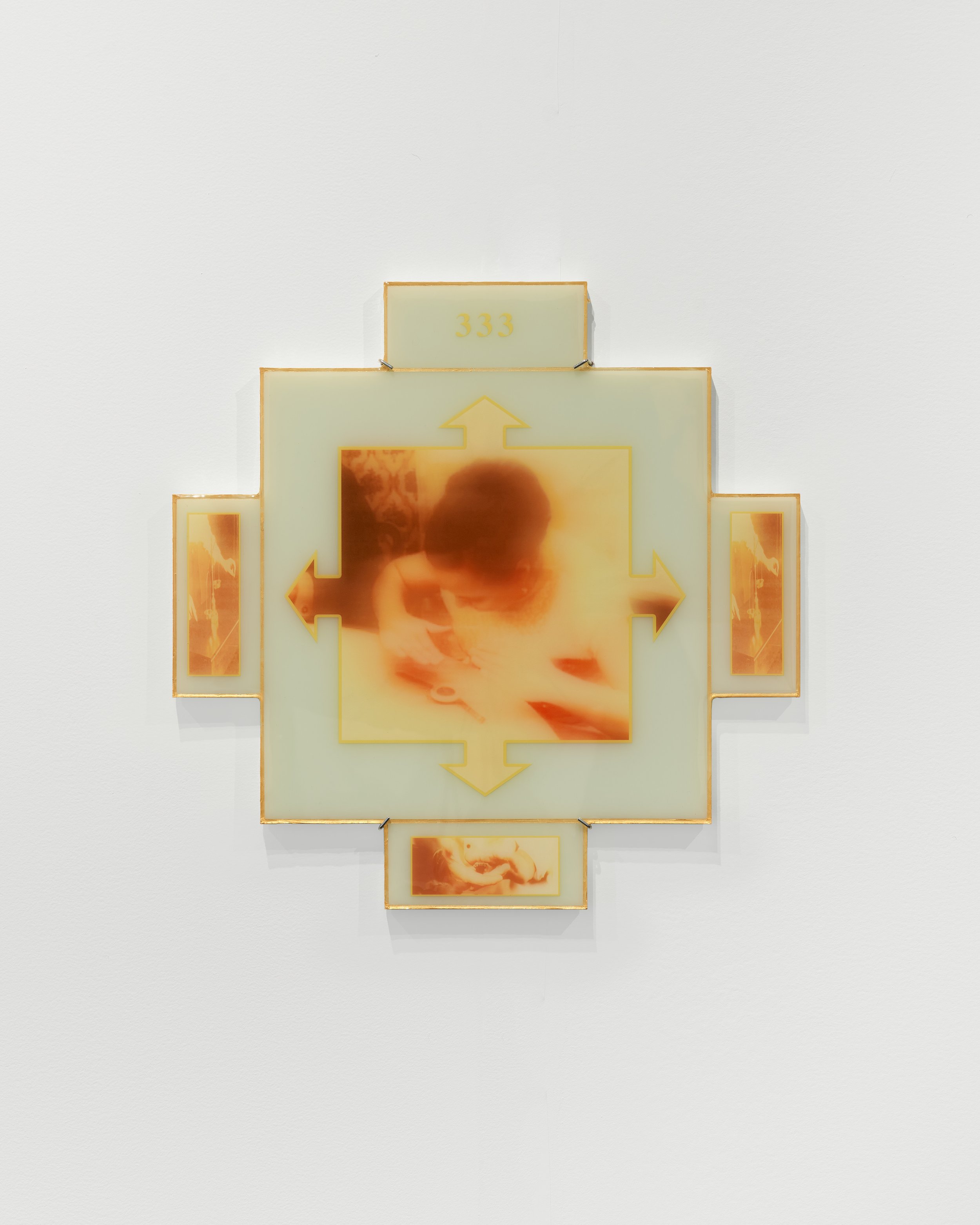 Nina Hartmann, ESP Diagram/Telekinesis Connection, 2026. Resin, Pigment, UV print. 18.75 x 18.75 inches