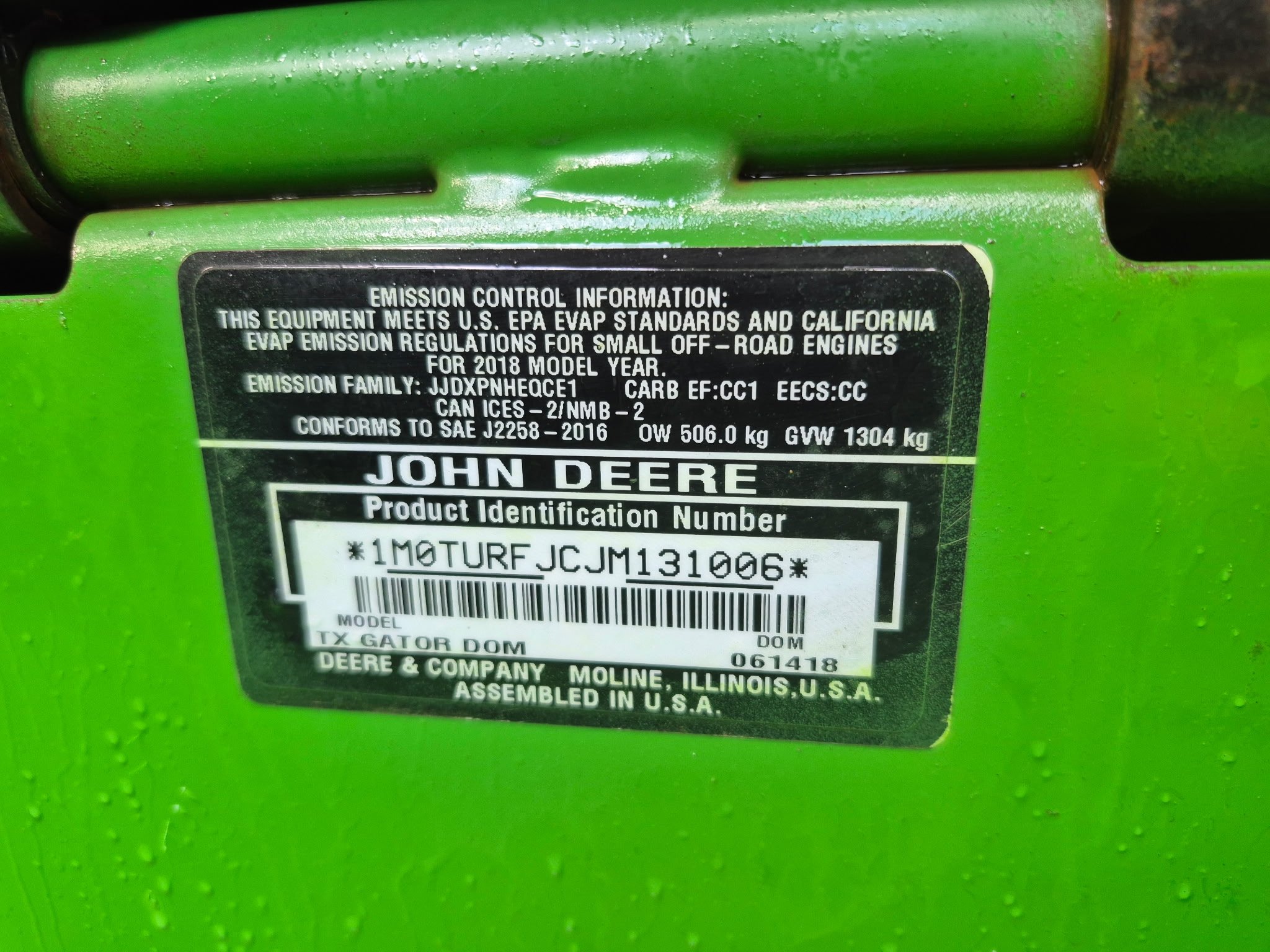 2018 John Deere TX turf gator