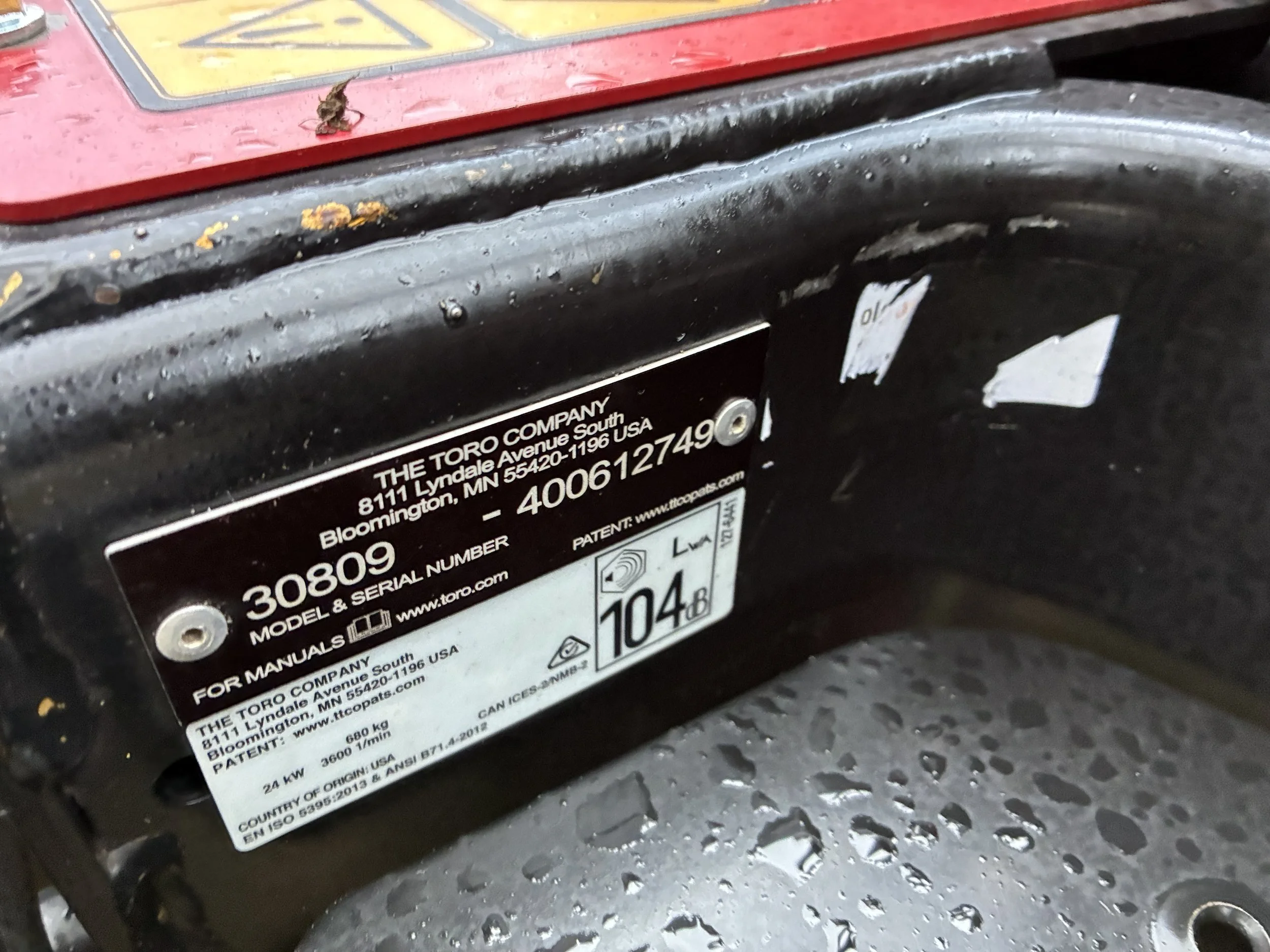 2017 Toro 3500G sidewinder