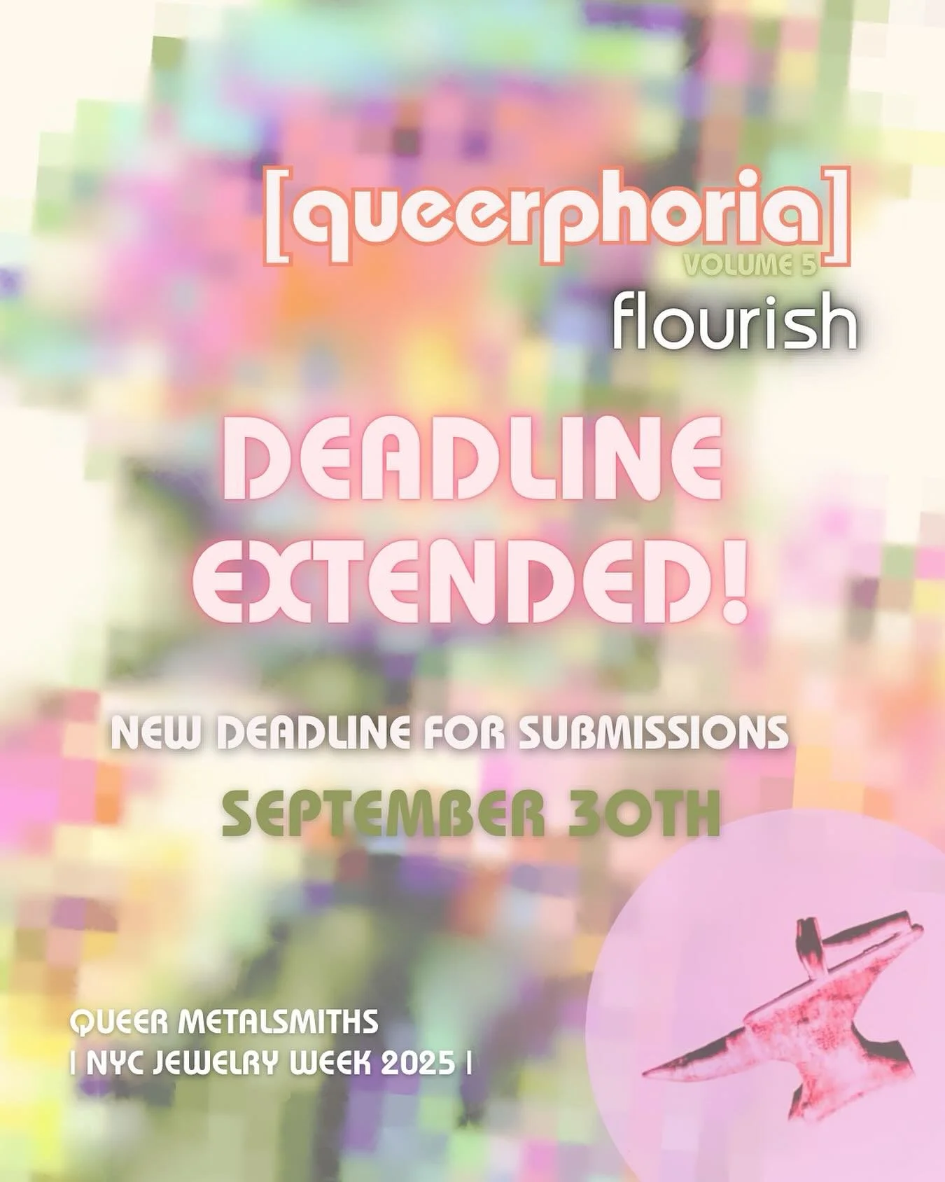 🌈 APPLICATION DEADLINE EXTENDED!!
Where did the time go?! 🗓️The deadline has snuck up, and we want to make sure everyone has time to submit their work! Queer-identifying metalsmiths and jewelry designers are encouraged to apply with their interpret