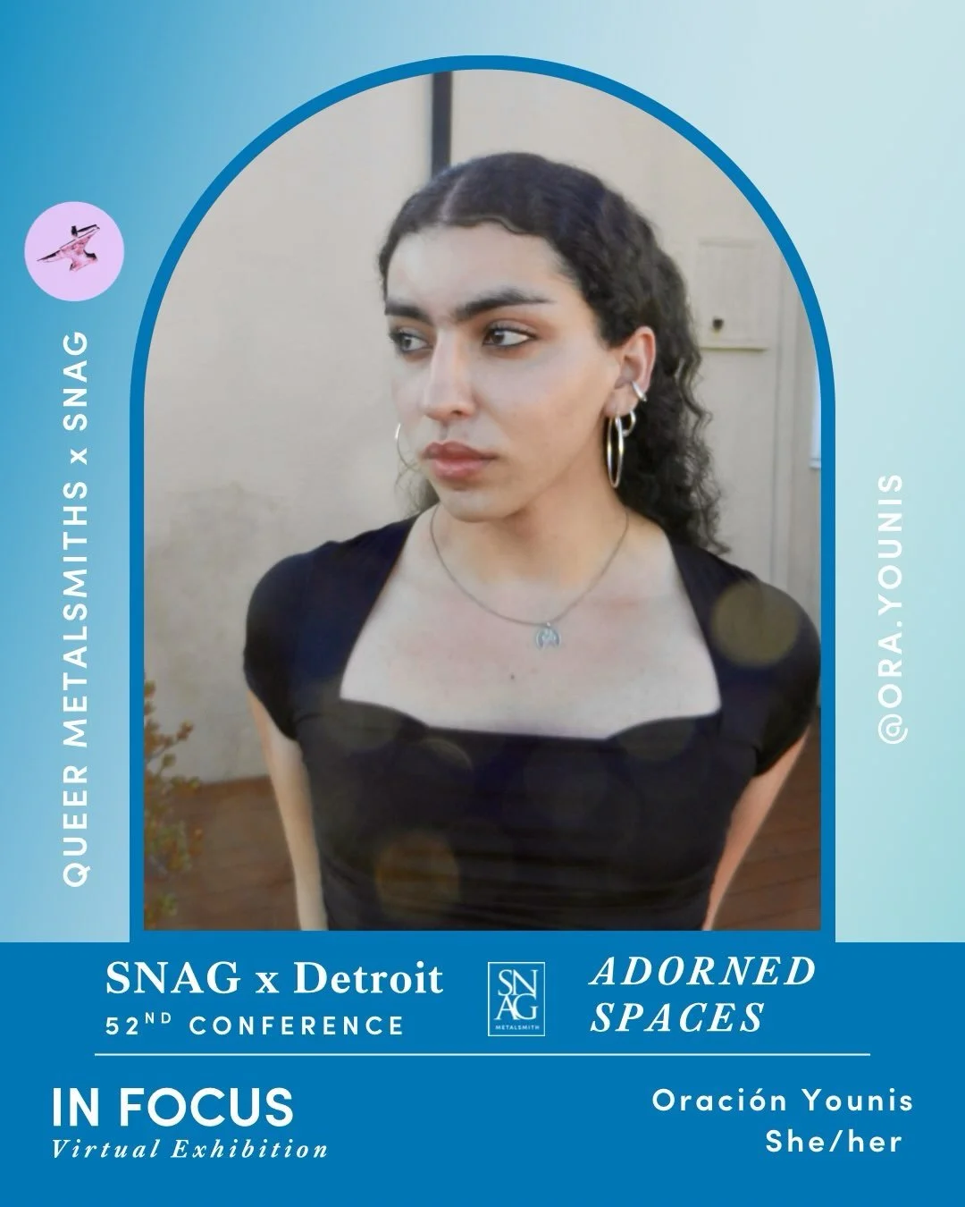 🌈Get to know the artists from the In Focus BIPOC + 2SLGBTQIA+ Virtual Exhibition! 
.
✨Oraci&oacute;n Younis (she/her) @ora.younis 
&ldquo;Hirz - Amulets&rdquo;

&ldquo;In this piece, Ora miniaturizes the large adornments seen on traditional Palestin