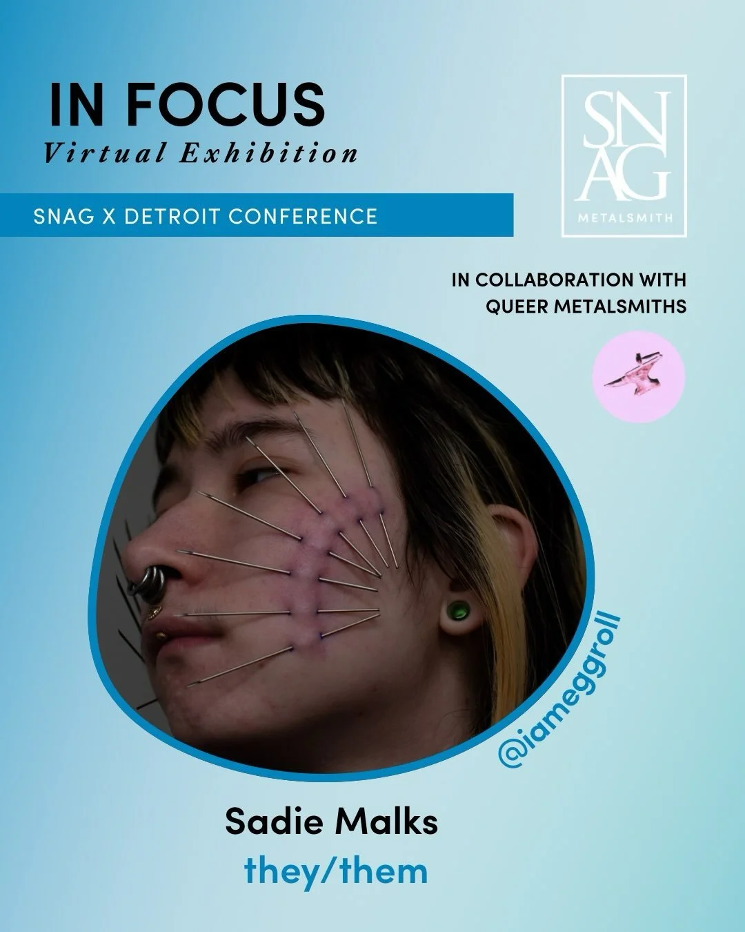 🌈Get to know the artists from the In Focus BIPOC + 2SLGBTQIA+ Virtual Exhibition! 
.
✨Sadie Malks (they/them)  @iameggrolll 
&ldquo;Guess Where? Earrings&rdquo;
&ldquo;Phases of Healing (Left to right: Healed, Crust, Irritated)&rdquo;
&ldquo;Sensati