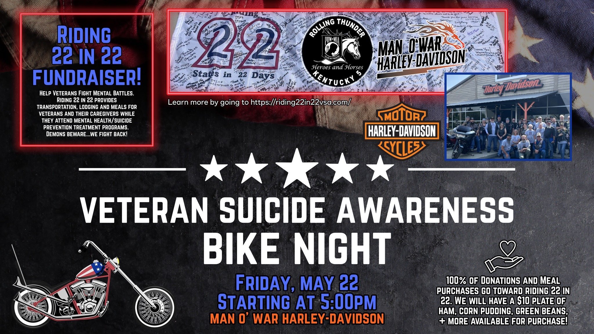 Veteran Suicide Awareness Bike Night Fundraiser for 22 in 22 (Chapter Open Event)