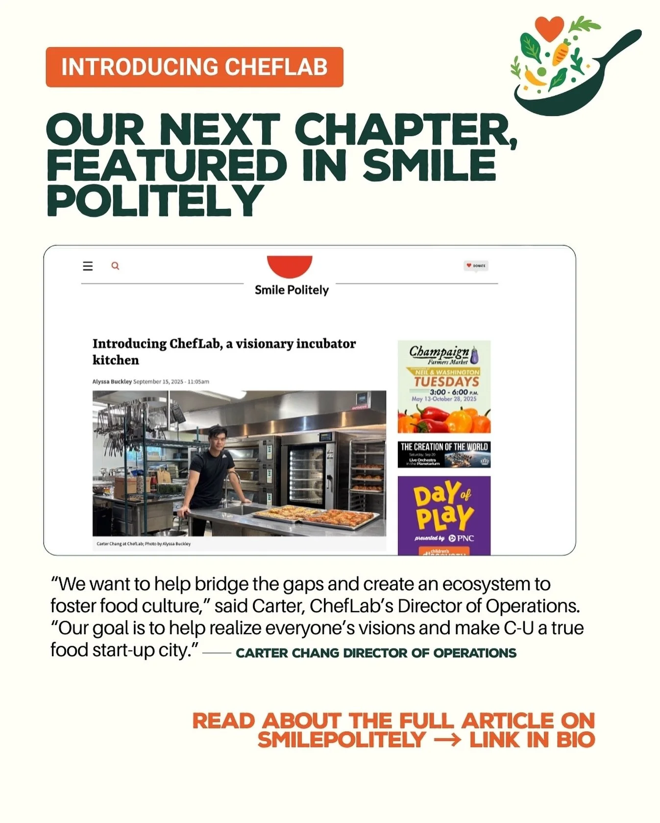 Cat&rsquo;s out of the bag! 📢

We&rsquo;ve been working on this for the past few months, and we&rsquo;re ready to be the change for the city we love so much. ❤️

ChefLab is a shared kitchen and food incubator built to support the next wave of food e