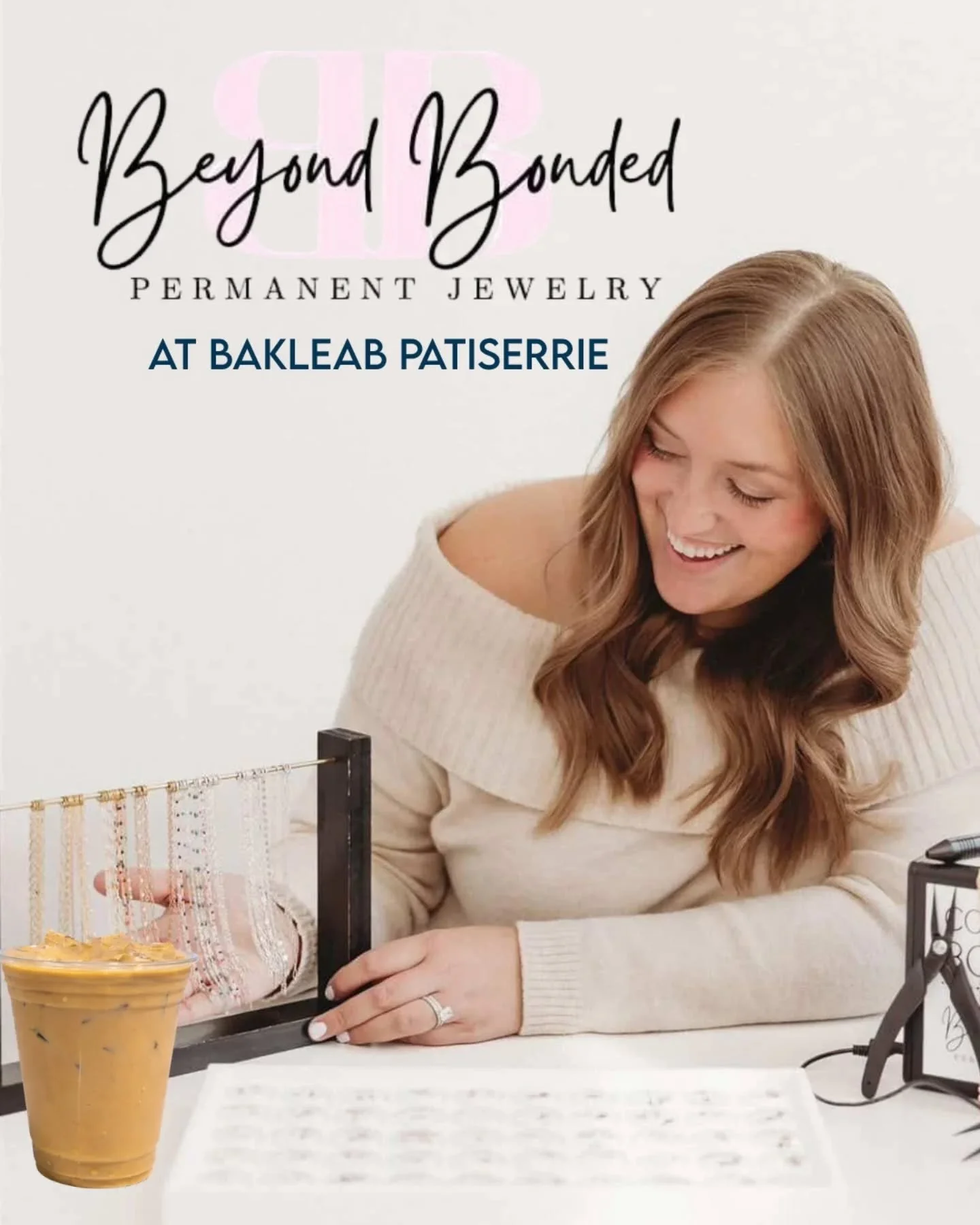 FRIDAY. 9-12. 

come get bonded with us 🫶🏻 

we're excited to have Beyond Bonded Permanent Jewelry at Bakelab Patisserie this Friday from 9am - 12pm! Jada specializes in custom fit, high quality, welded jewelry.

.

.

.
#cafe #uiuc #chambana #coff
