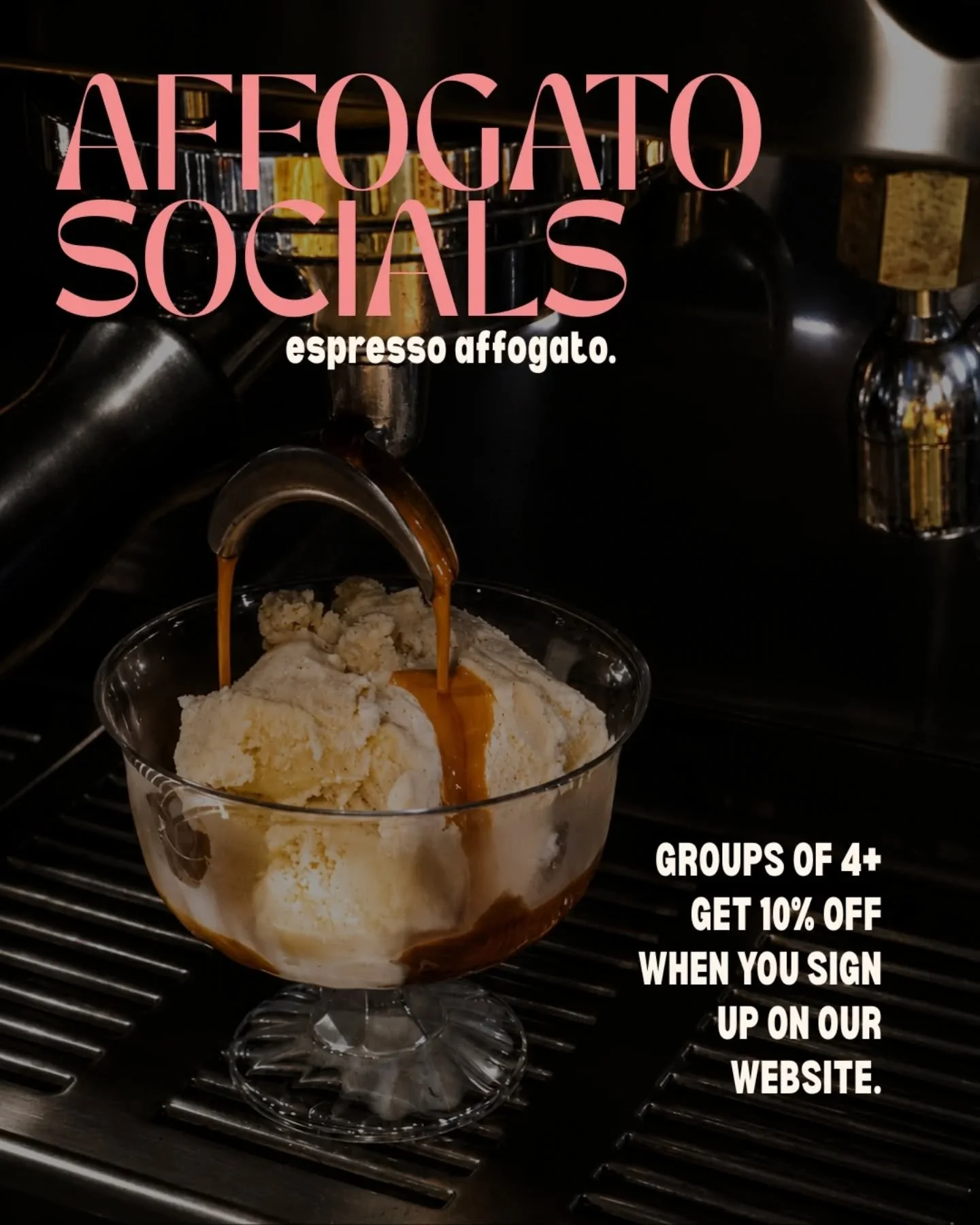 summertime = affogatos 

Affogatos are back for the summer! And we're running a deal for groups of 4 or more. Between 12-5pm at any labs location, you'll receive 10% off affos as well as a dedicated space for your group when you reserve online! 

vis