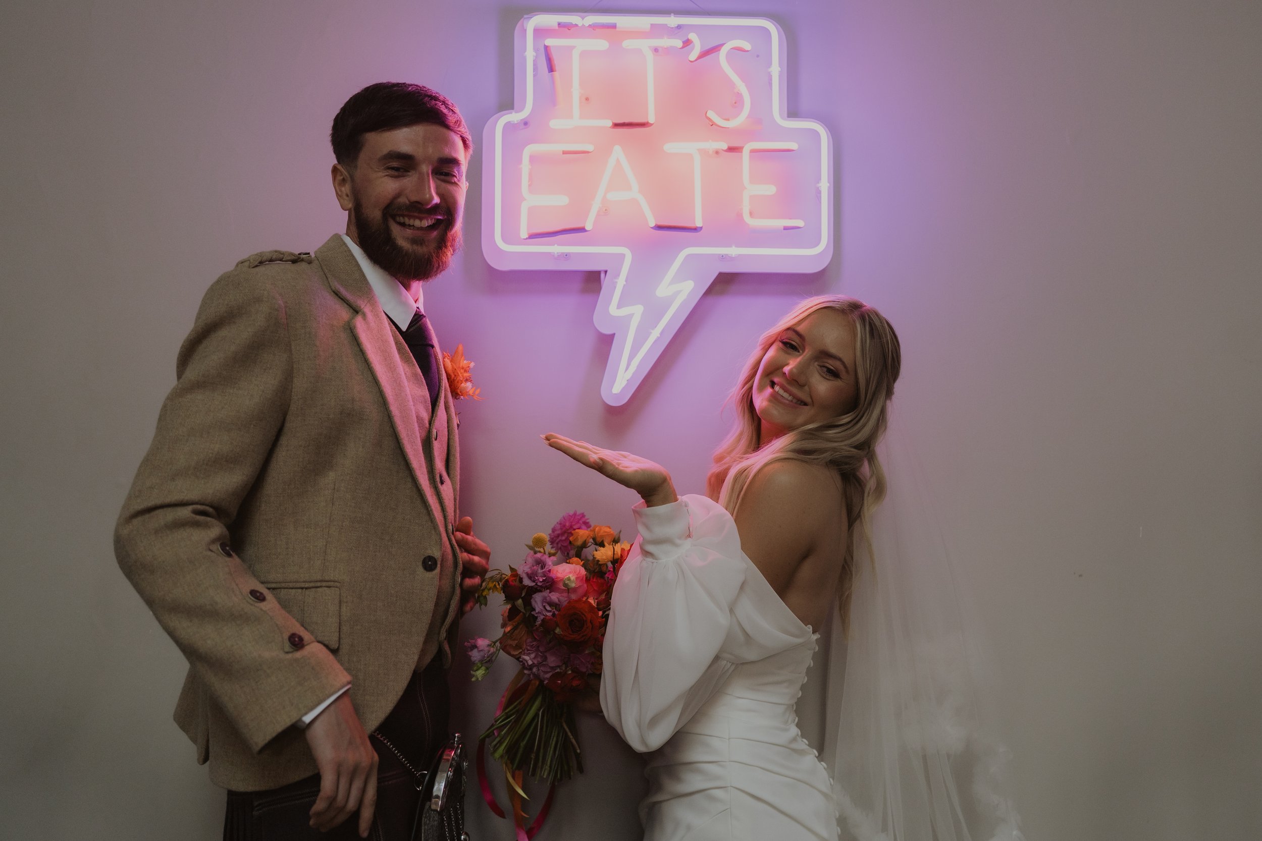 Bright and colourful wedding photography at Netherbyres House