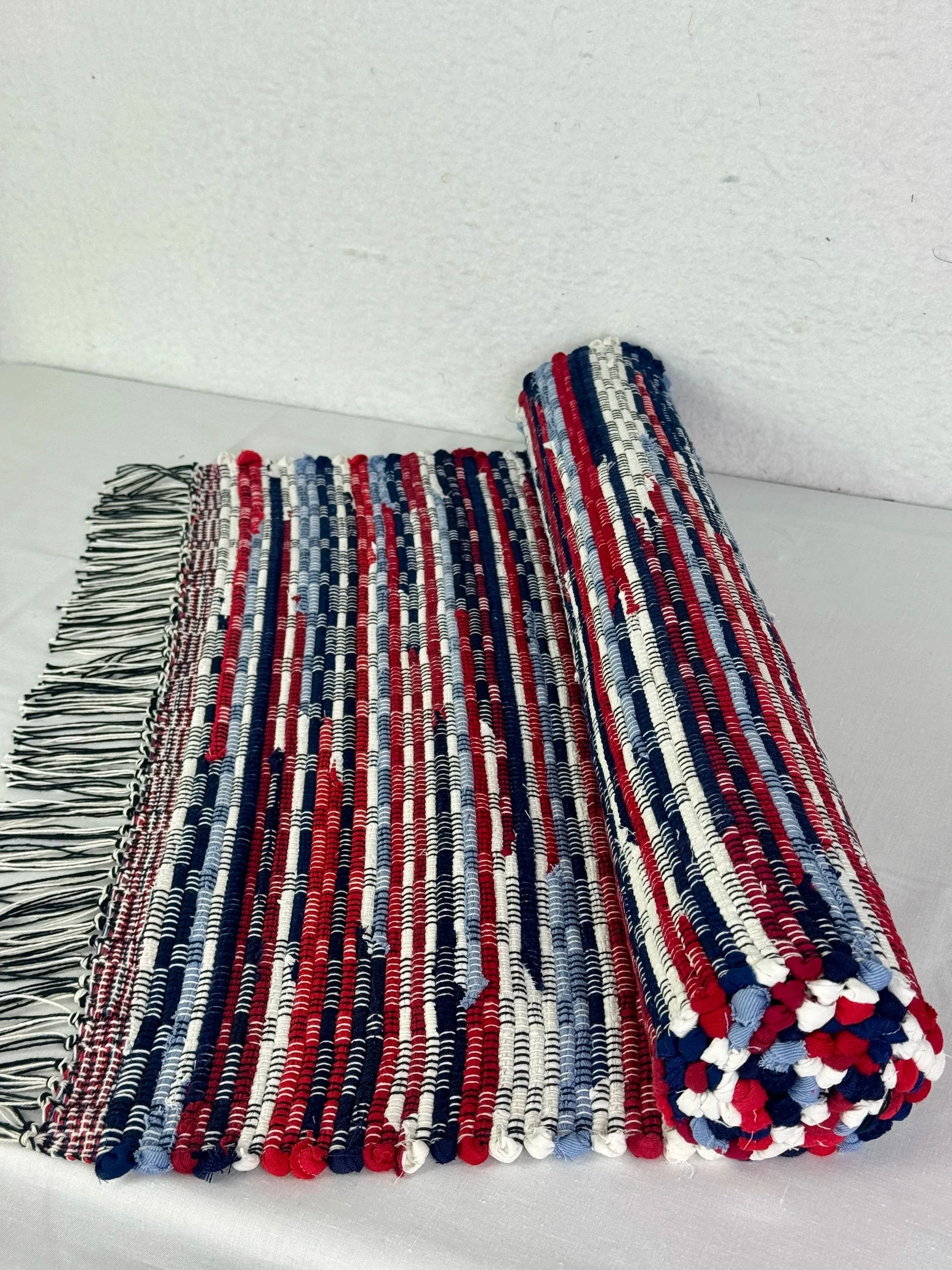 Patriotic Rag Rug Runner 25 x 55